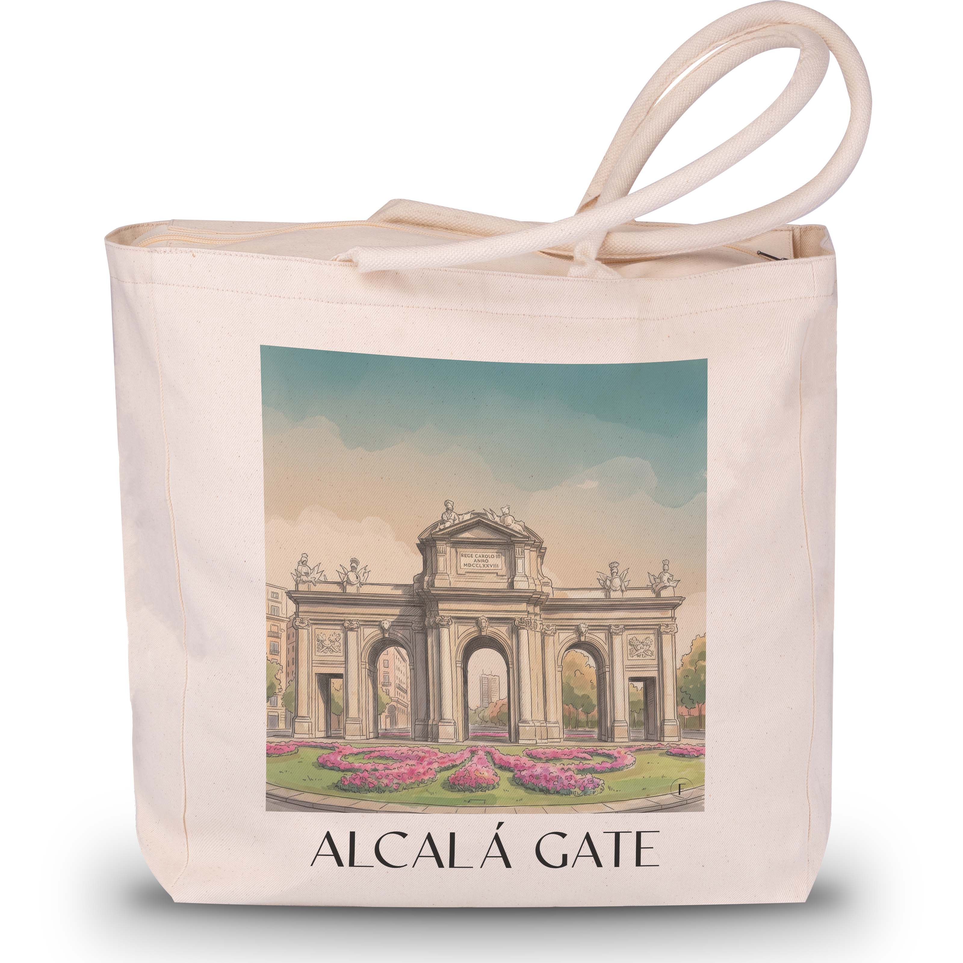 Puerta de Alcalá Shopping Tasche - Madrid - Spanien Tote Bag - Einkaufstasche im Aquarell Stil - favplace