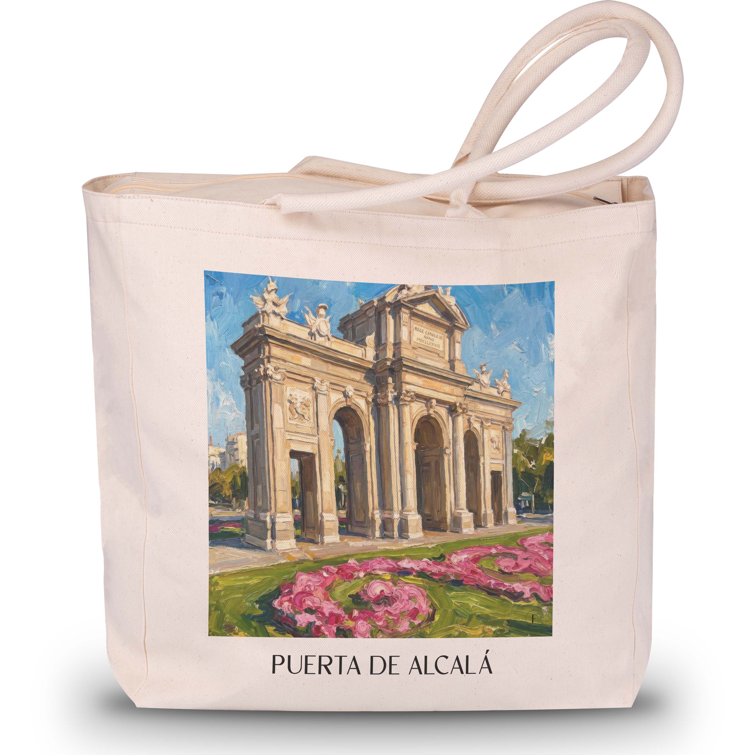 puerta-de-alcalá-madrid-spanien-einkaufstasche-oil-painting-oelgemaelde
