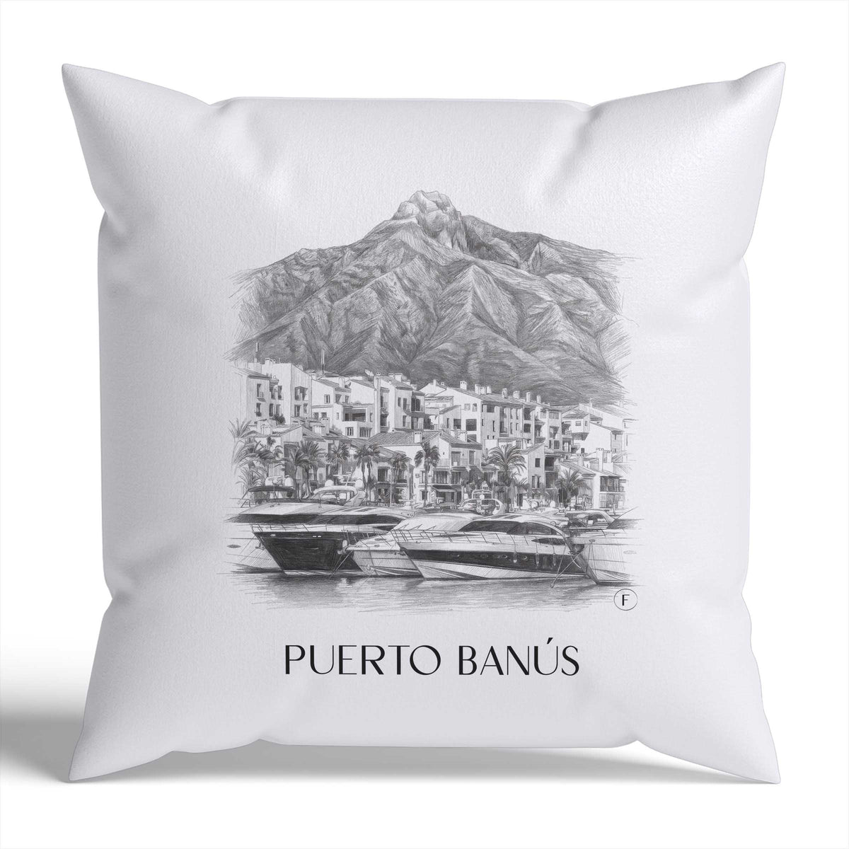 puerto-banús-marbella-spanien-kissenbezug-bleistift-zeichnung-drawing