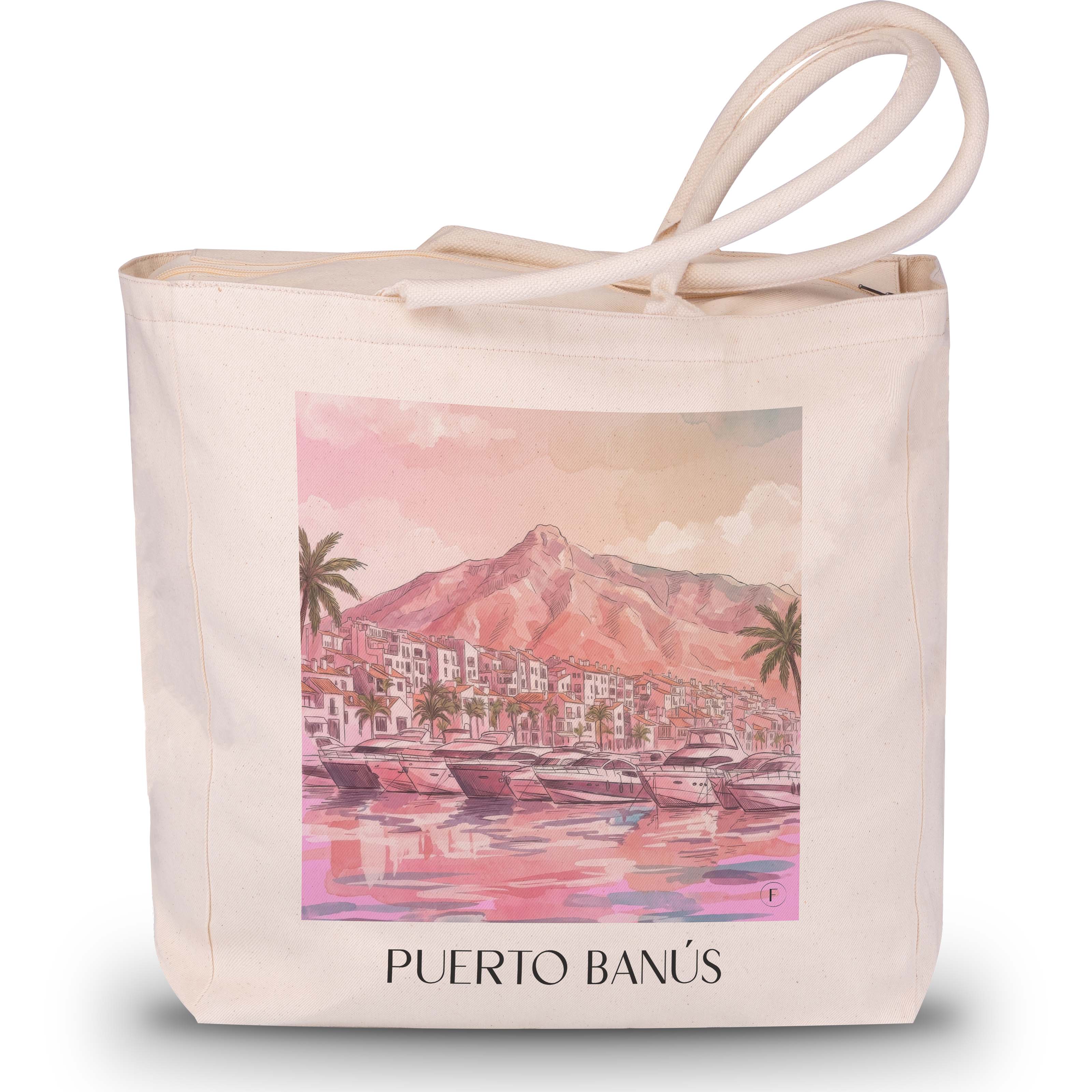 puerto-banús-marbella-spanien-einkaufstasche-aquarell-pink-rosa