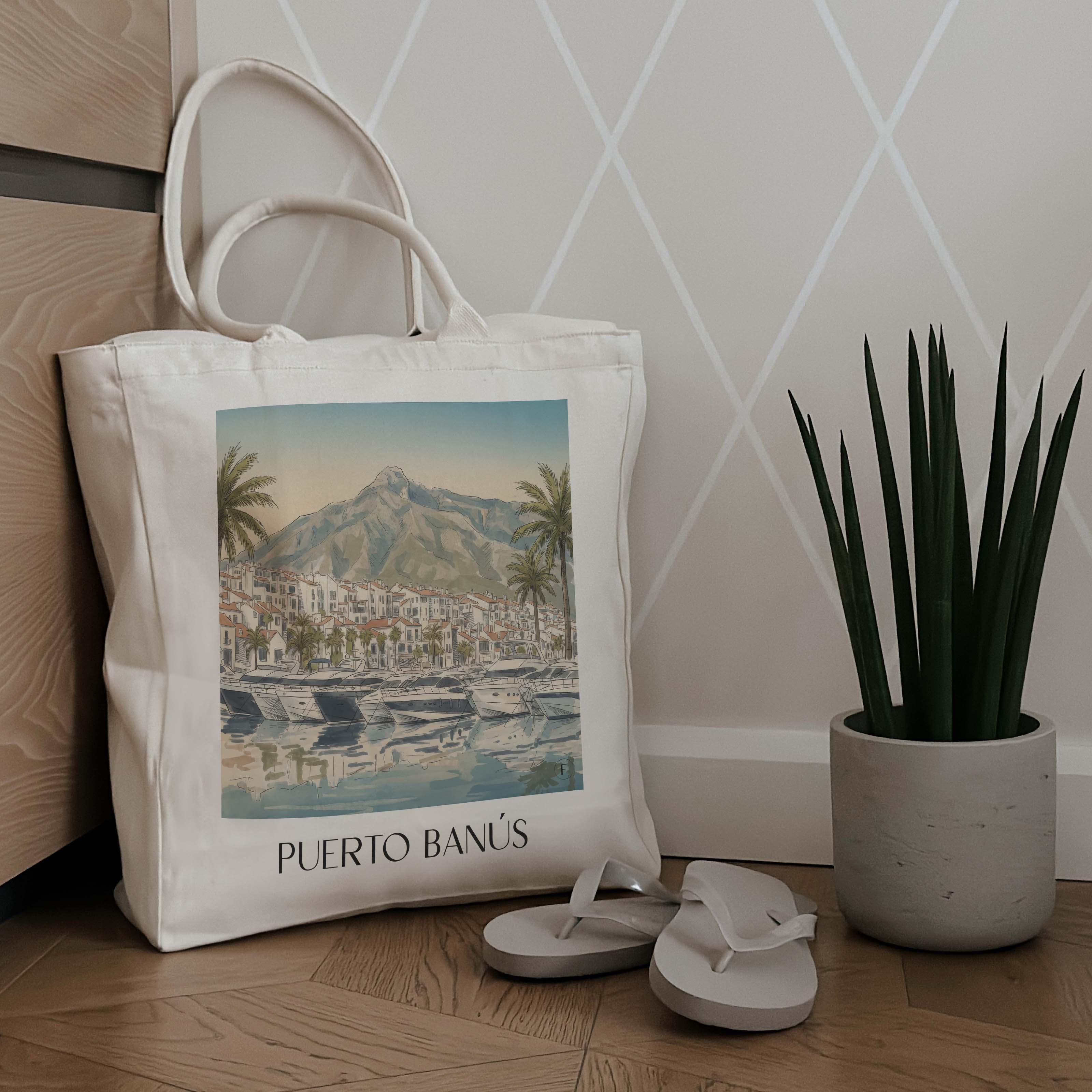 puerto-banús-marbella-spanien-einkaufstasche-aquarell