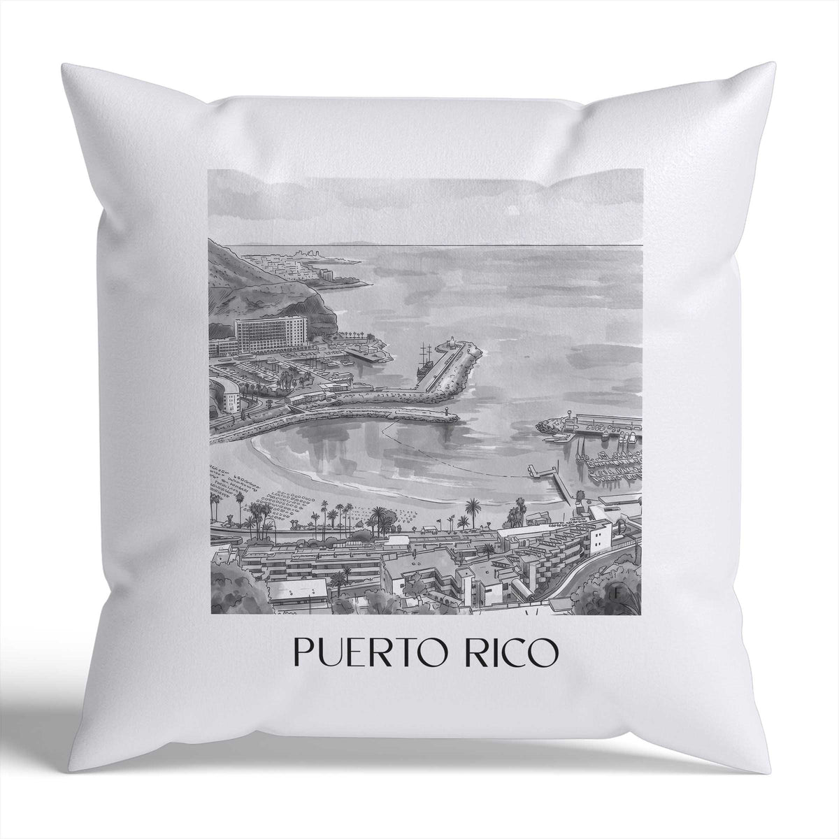 puerto-rico-gran-canaria-spanien-kissenbezug-aquarell-schwarz-weiss
