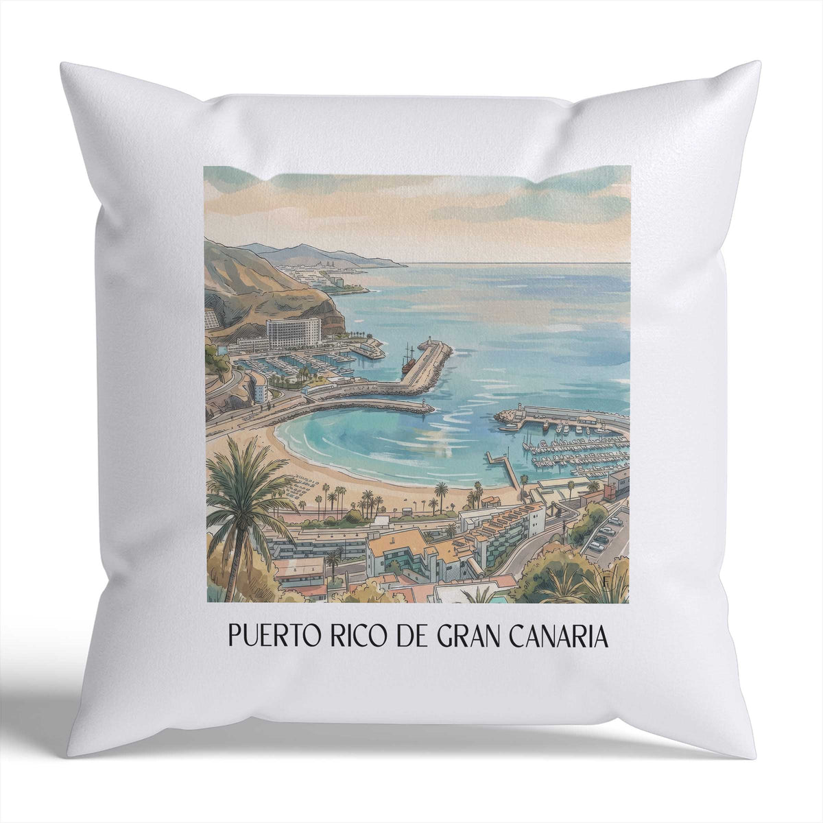 puerto-rico-gran-canaria-spanien-kissenbezug-aquarell