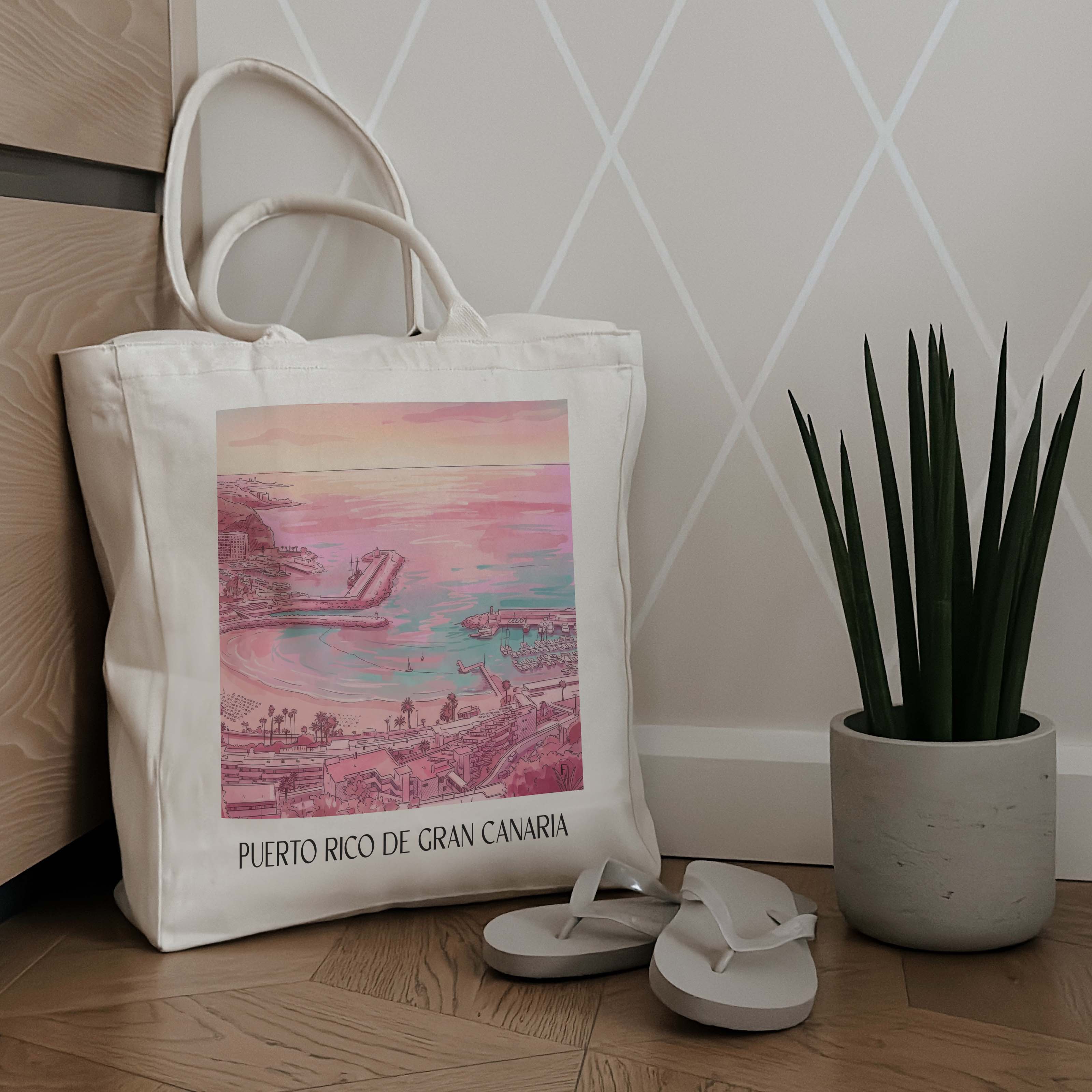 puerto-rico-gran-canaria-puerto-rico-und-spanien-einkaufstasche-aquarell-pink-rosa