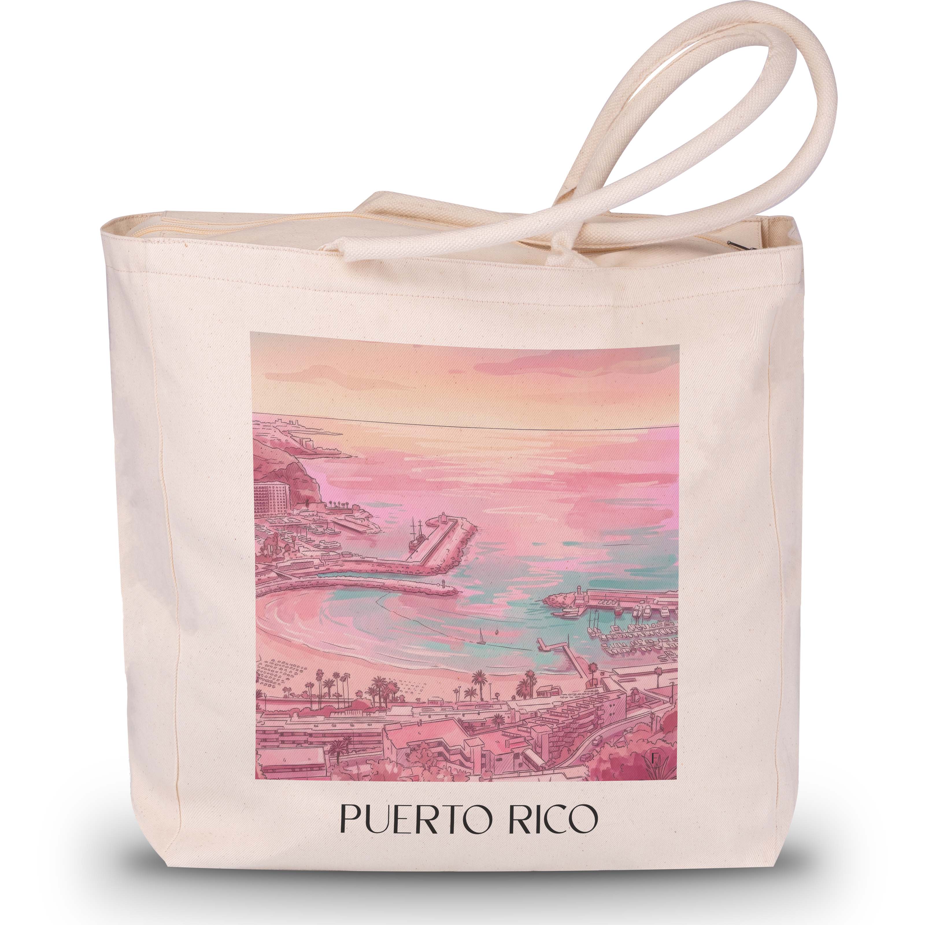 Puerto Rico Shopping Tasche - Gran Canaria - Puerto Rico und Spanien Tote Bag - Einkaufstasche im Aquarell Pink Stil - favplace