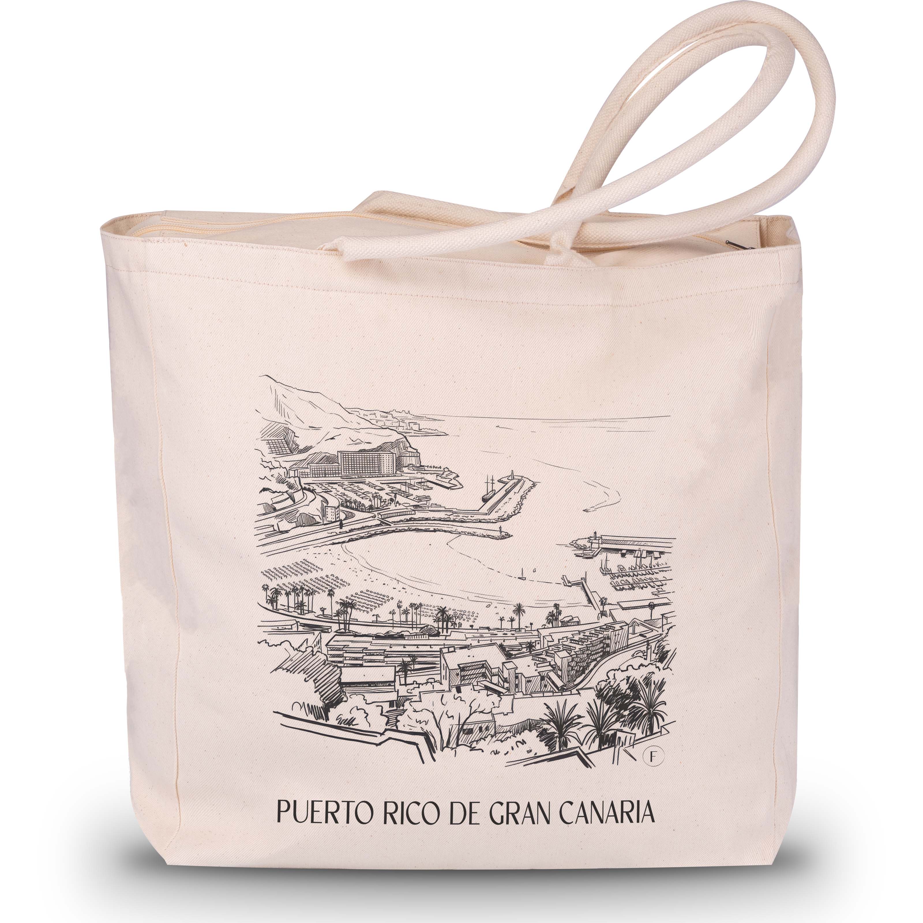 puerto-rico-gran-canaria-puerto-rico-und-spanien-einkaufstasche-skizze