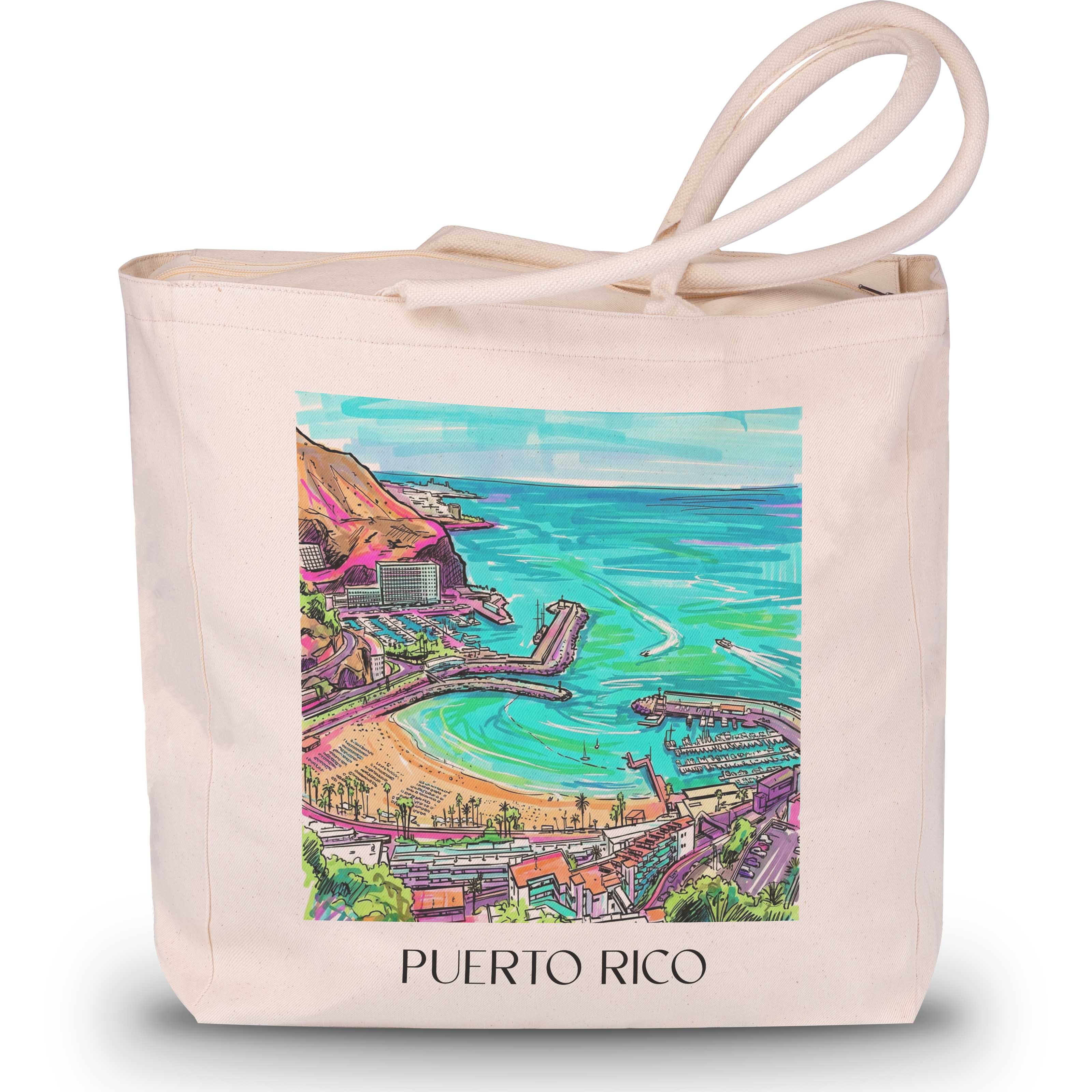 Puerto Rico Shopping Tasche - Gran Canaria - Puerto Rico und Spanien Tote Bag - Einkaufstasche im Tag Graffiti Stil - favplace