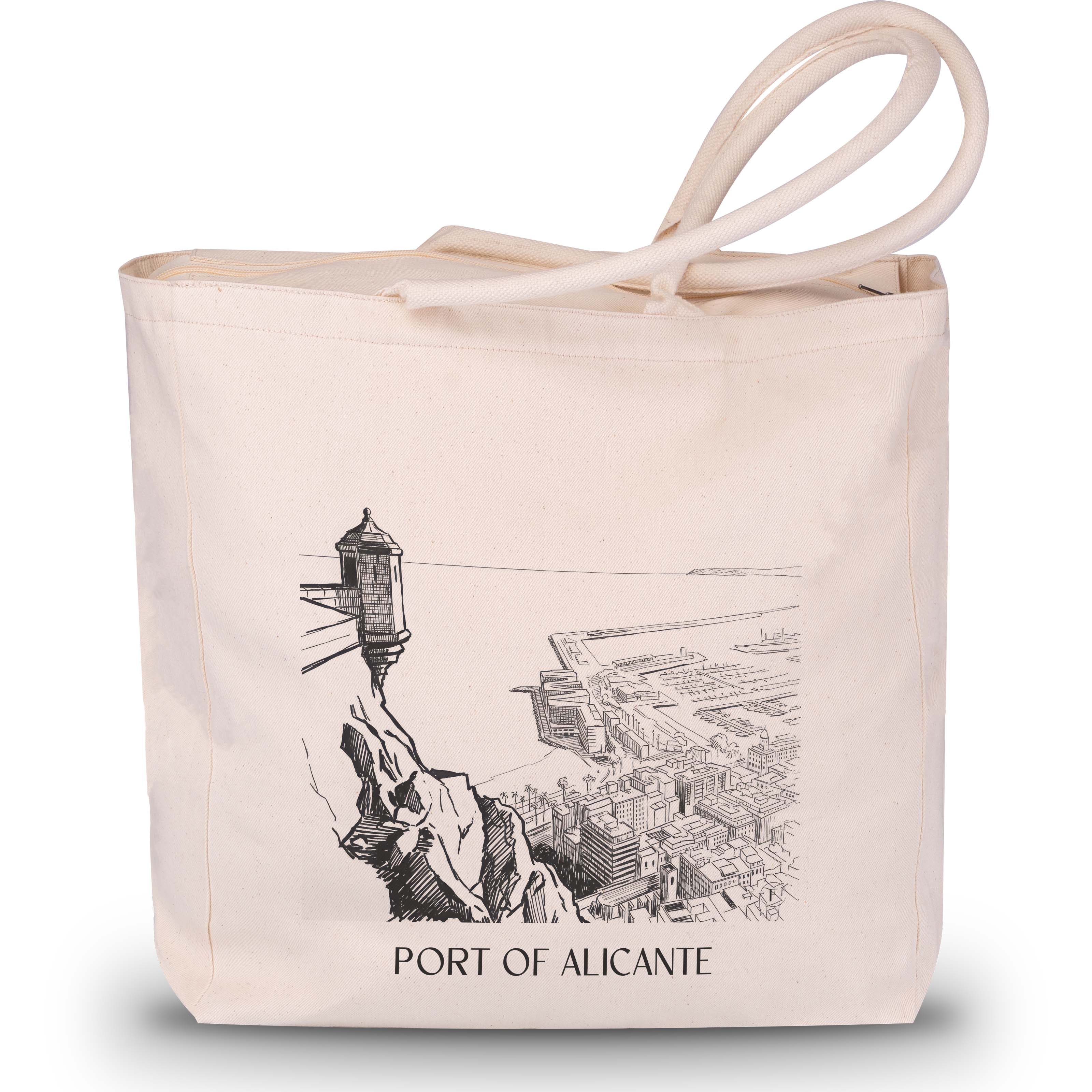 Puerto de Alicante Shopping Tasche - Spanien - Spanien Tote Bag - Einkaufstasche im Skizze Stil - favplace