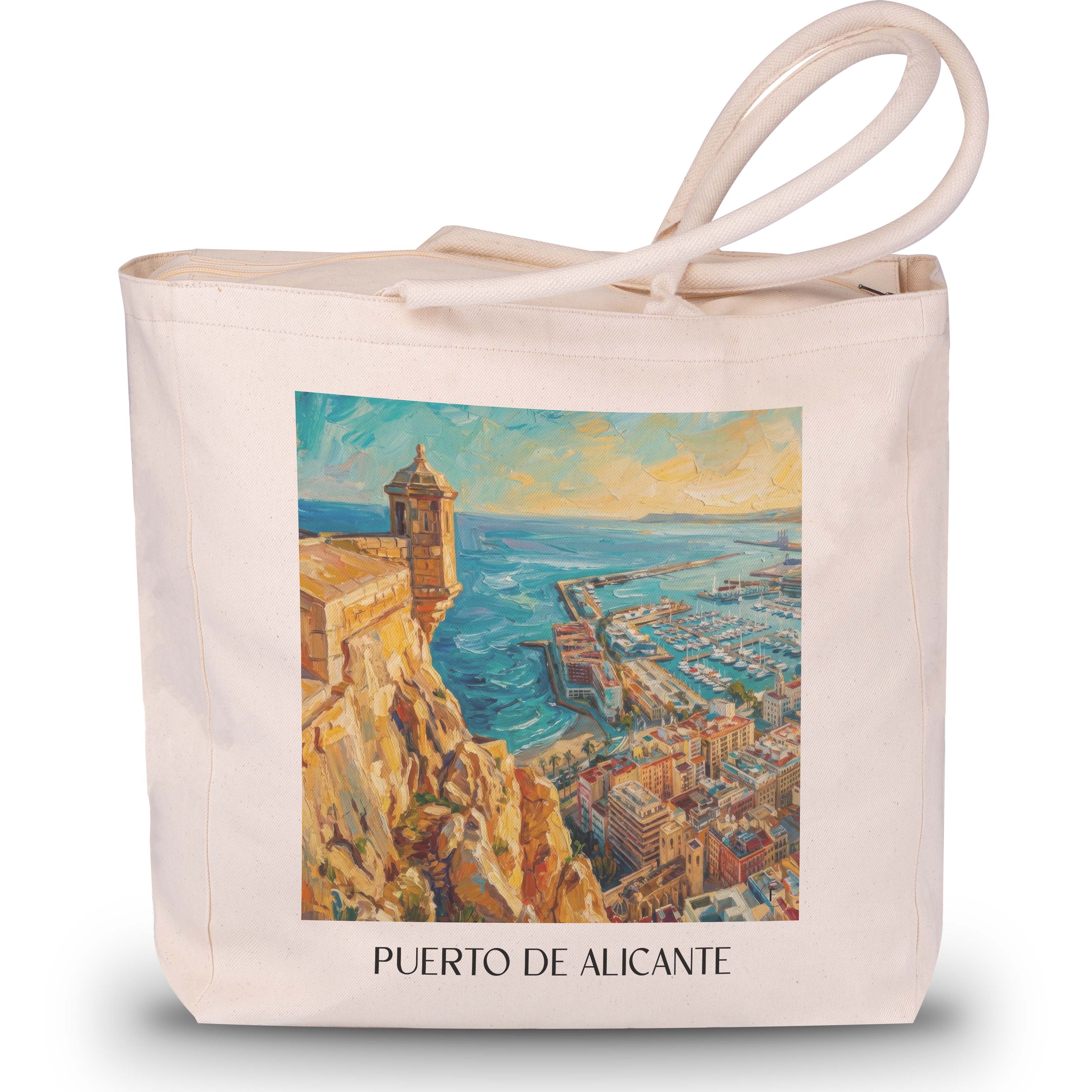 puerto-de-alicante-spanien-spanien-einkaufstasche-oil-painting-oelgemaelde