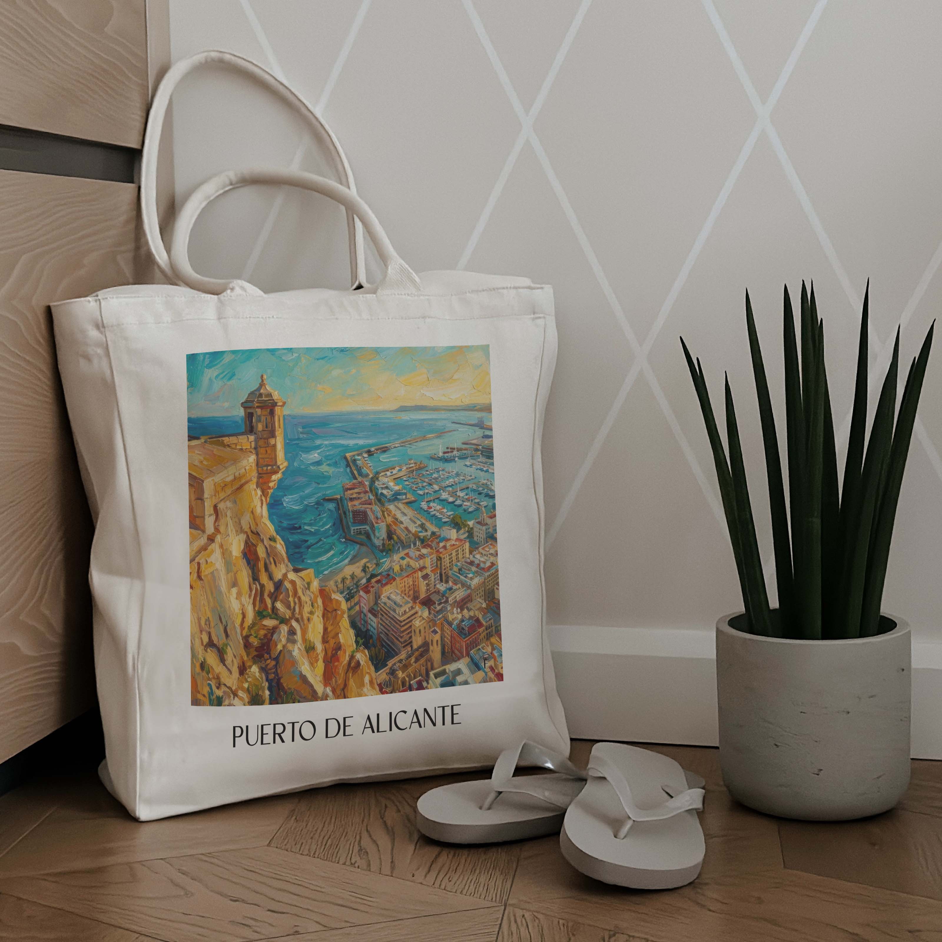 puerto-de-alicante-spanien-spanien-einkaufstasche-oil-painting-oelgemaelde