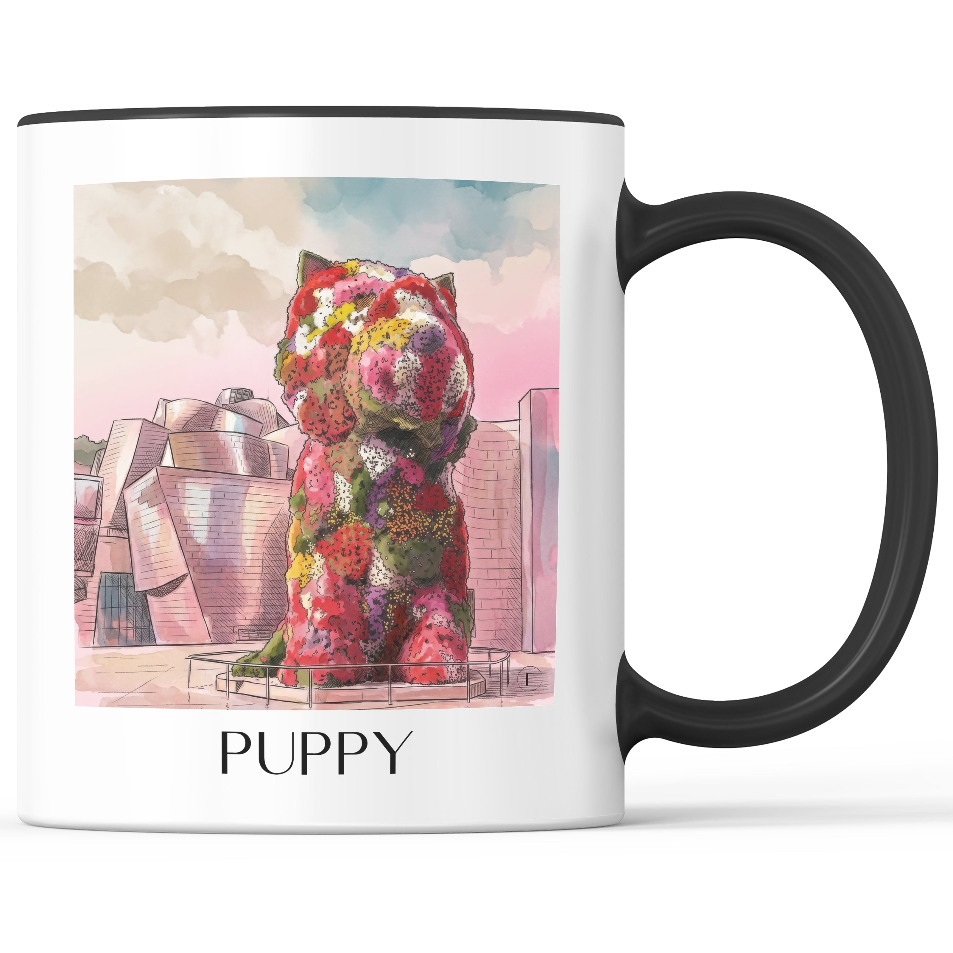 puppy-bilbao-spanien-kaffeebecher-aquarell-pink-rosa