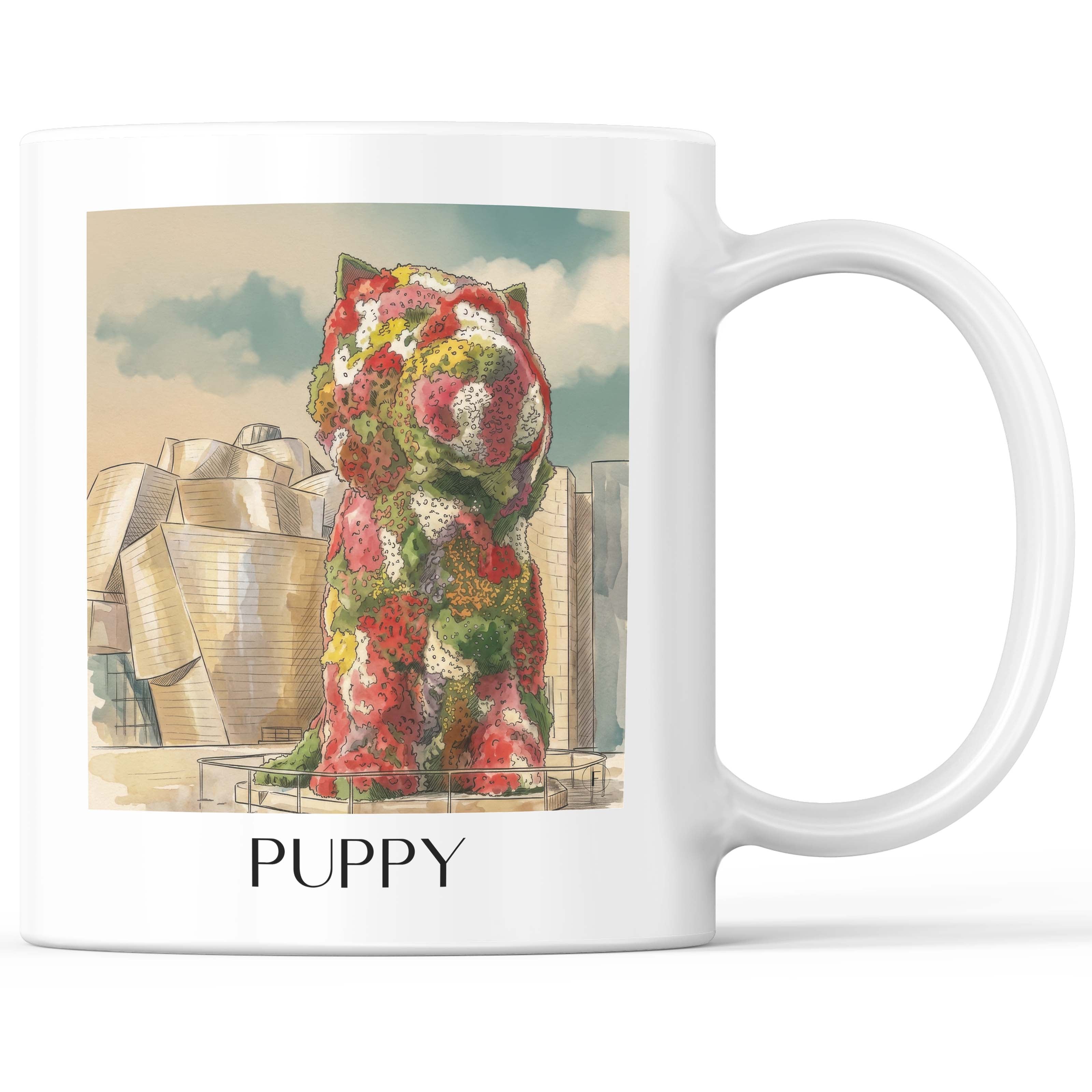 Puppy Kaffeebecher - Bilbao - Spanien Becher - Kaffeetasse im Aquarell Stil - favplace