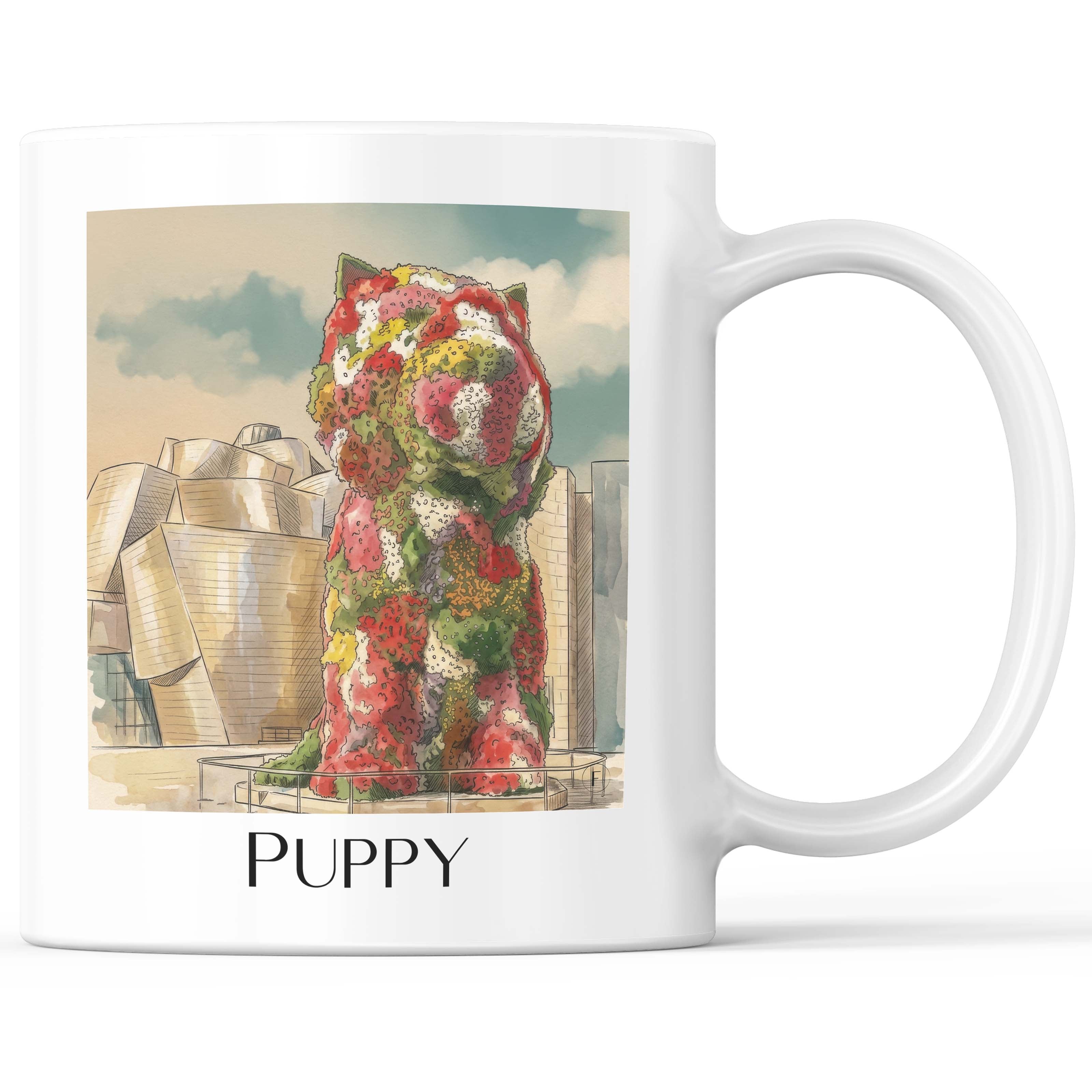 Puppy Kaffeebecher - Bilbao - Spanien Becher - Kaffeetasse im Aquarell Stil - favplace