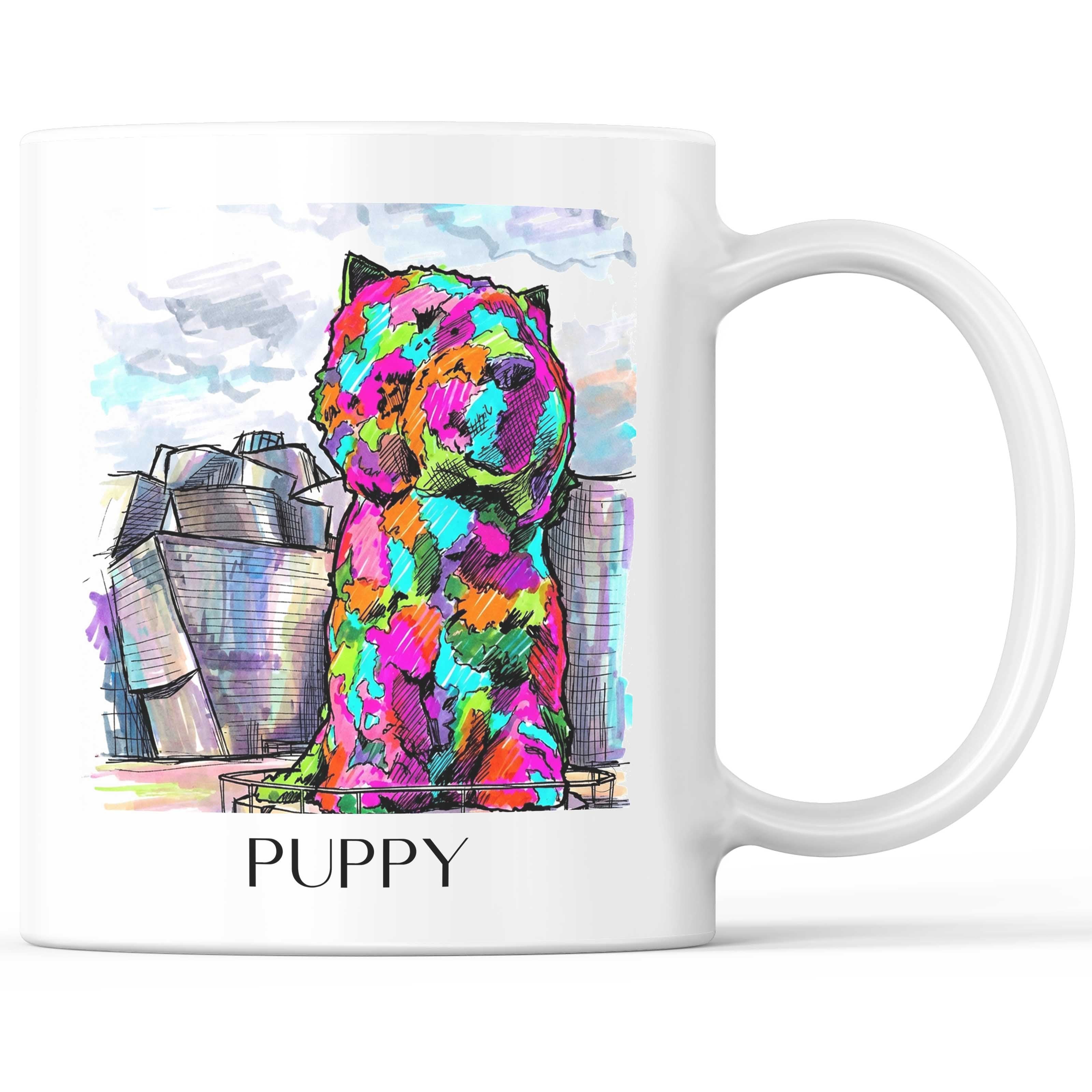 Puppy Kaffeebecher - Bilbao - Spanien Becher - Kaffeetasse im Tag Graffiti Stil - favplace
