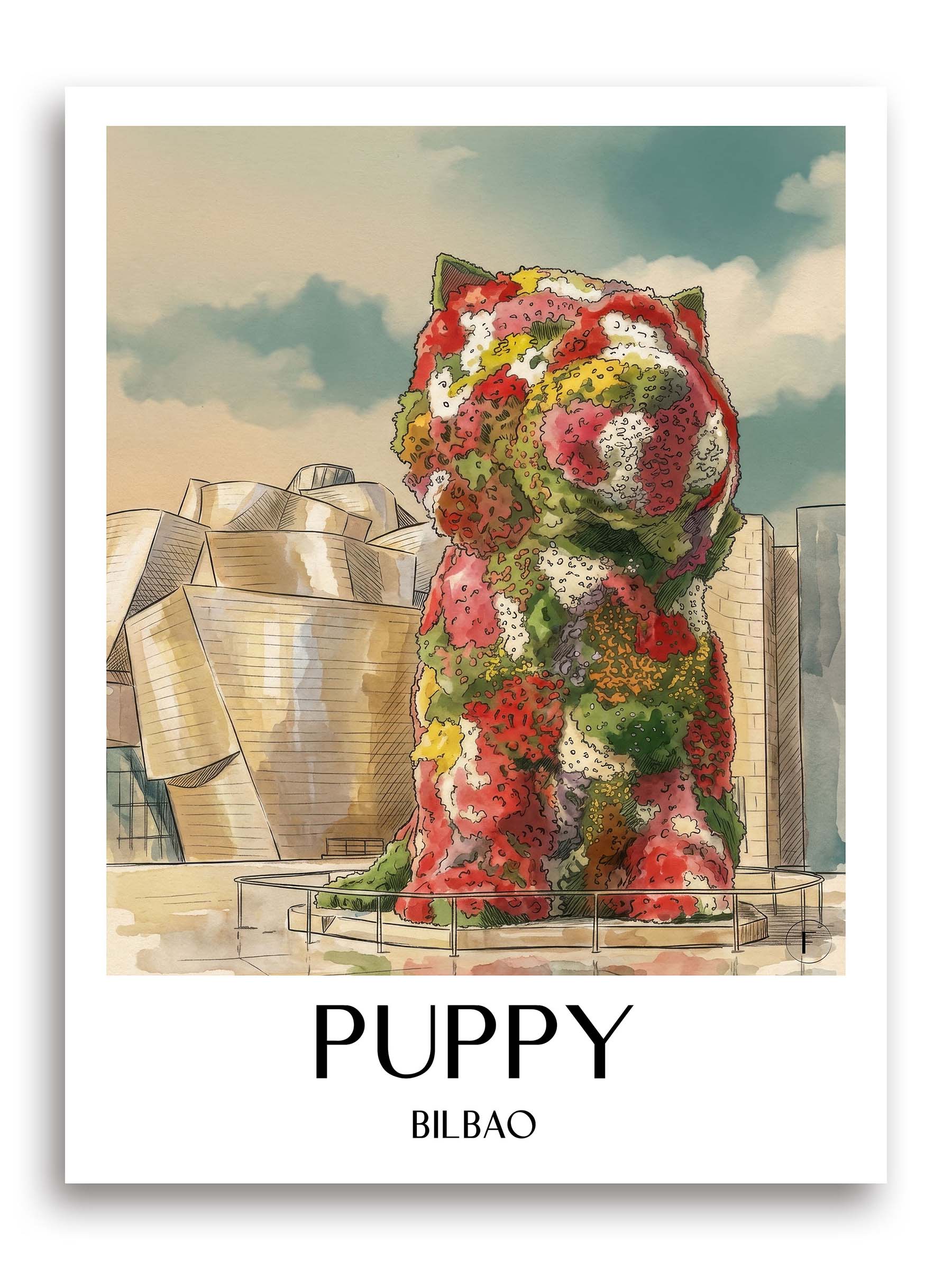 puppy-bilbao-spanien-poster-aquarell