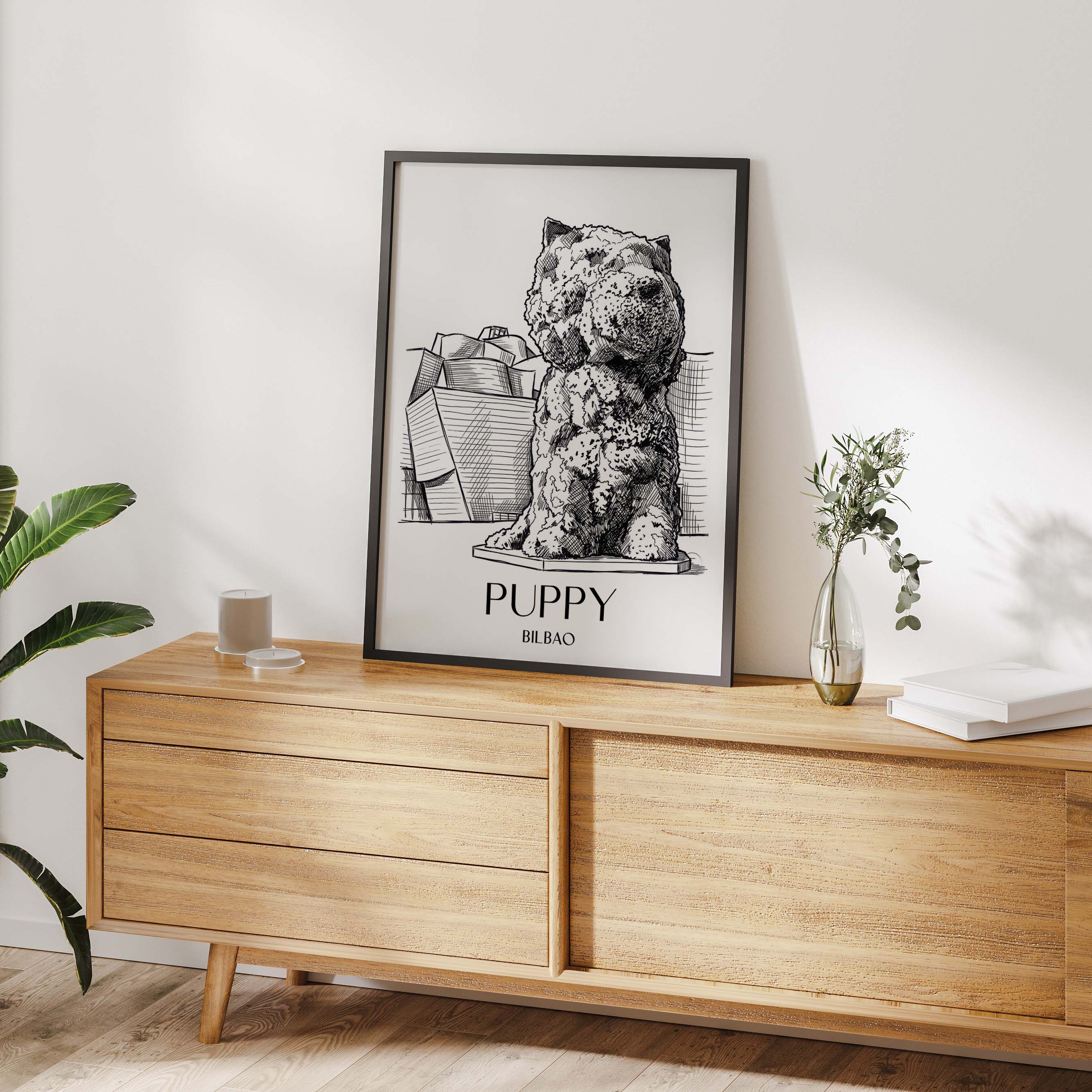 puppy-bilbao-spanien-poster-skizze