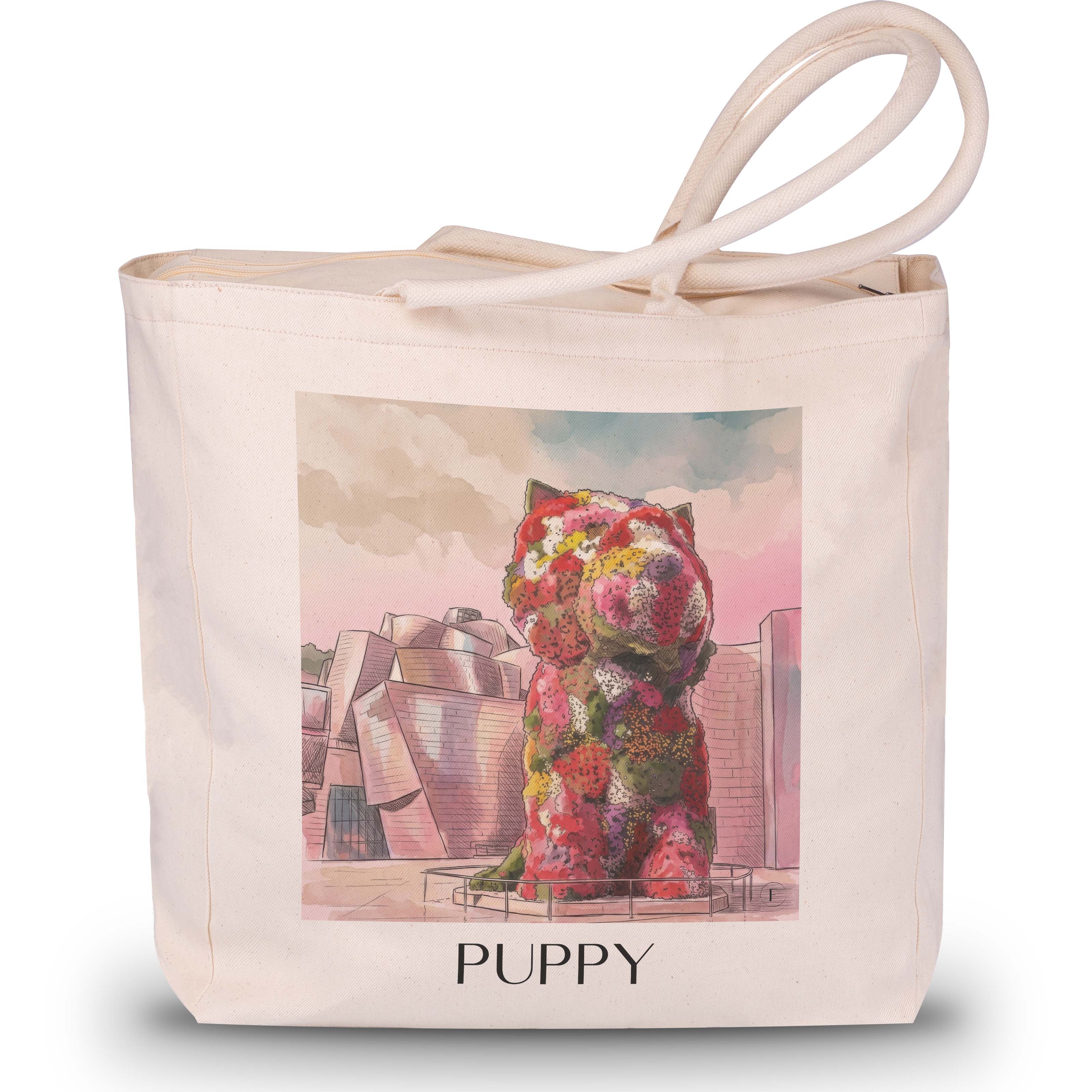 puppy-bilbao-spanien-einkaufstasche-aquarell-pink-rosa