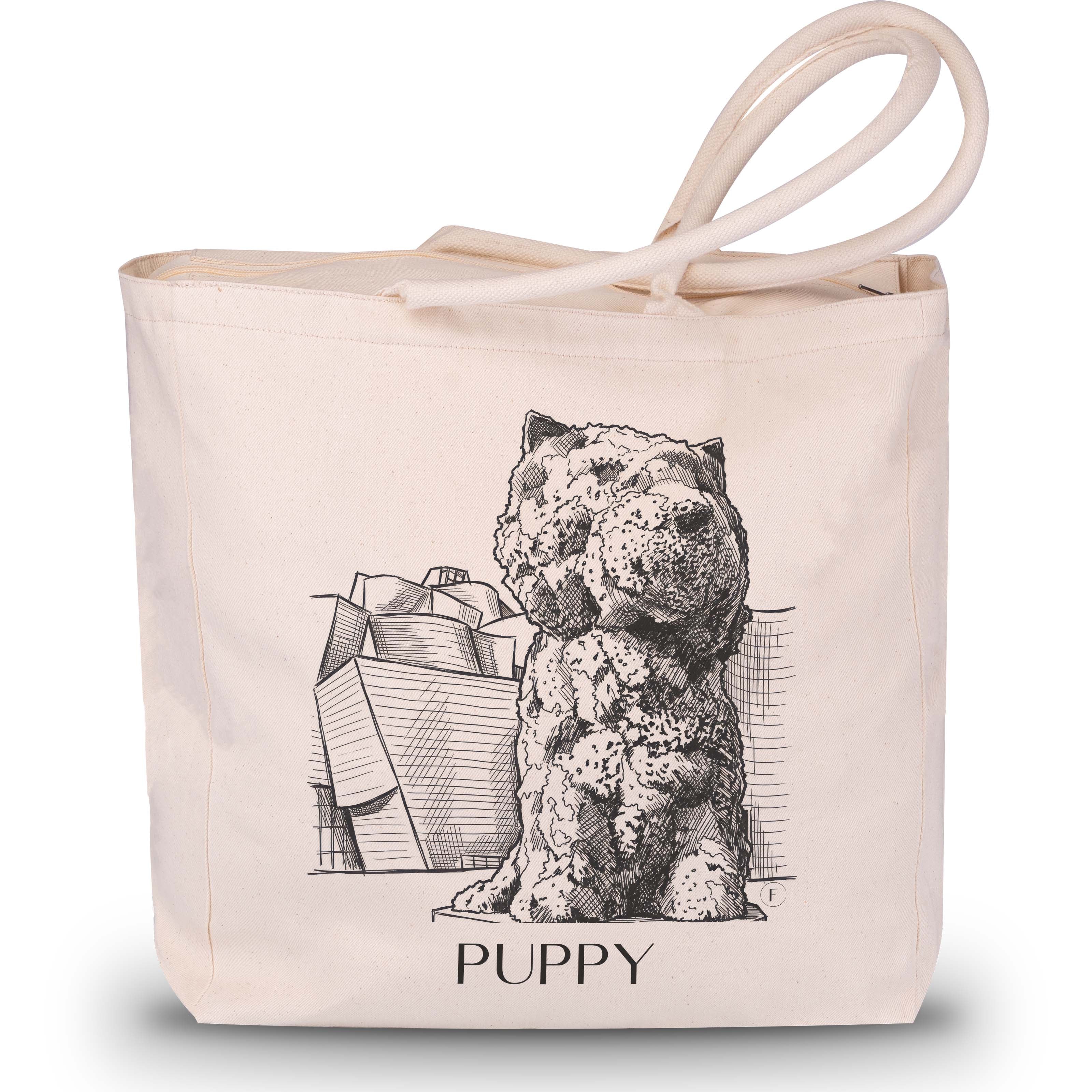 puppy-bilbao-spanien-einkaufstasche-skizze