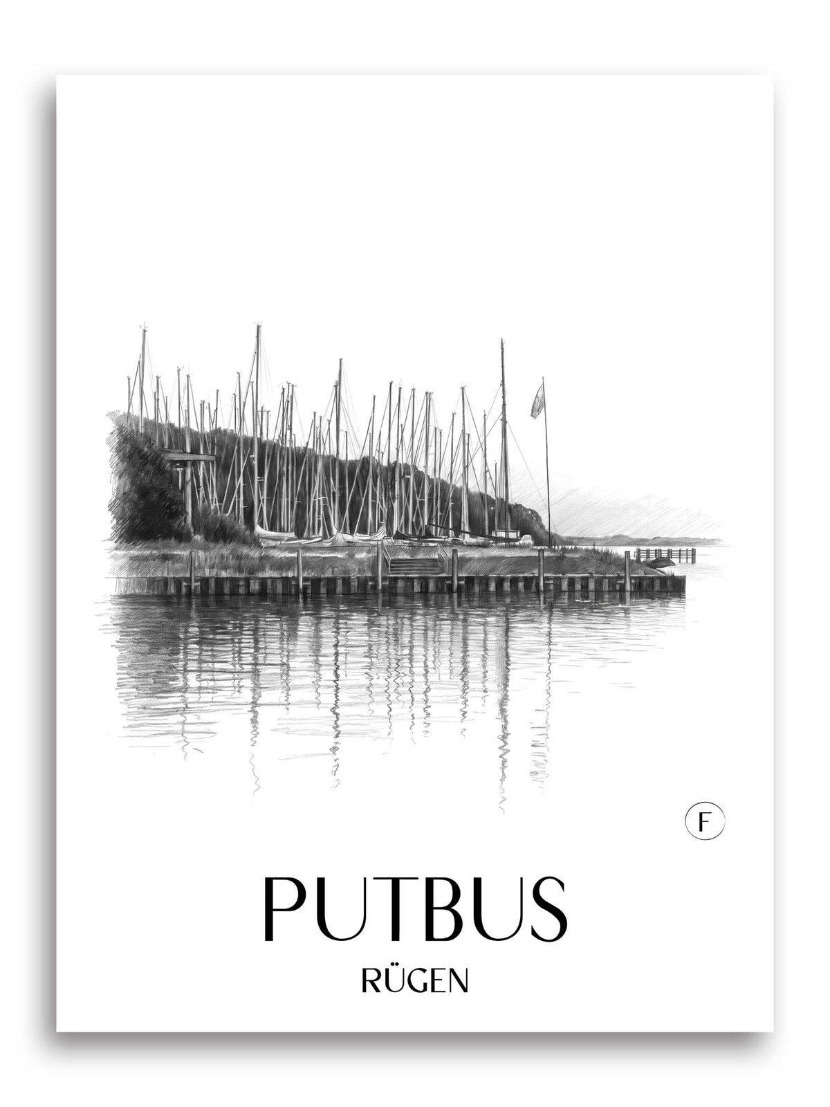 Putbus Poster - Rügen - Deutschland Kunstdruck - Zeichnung von A4 bis A1