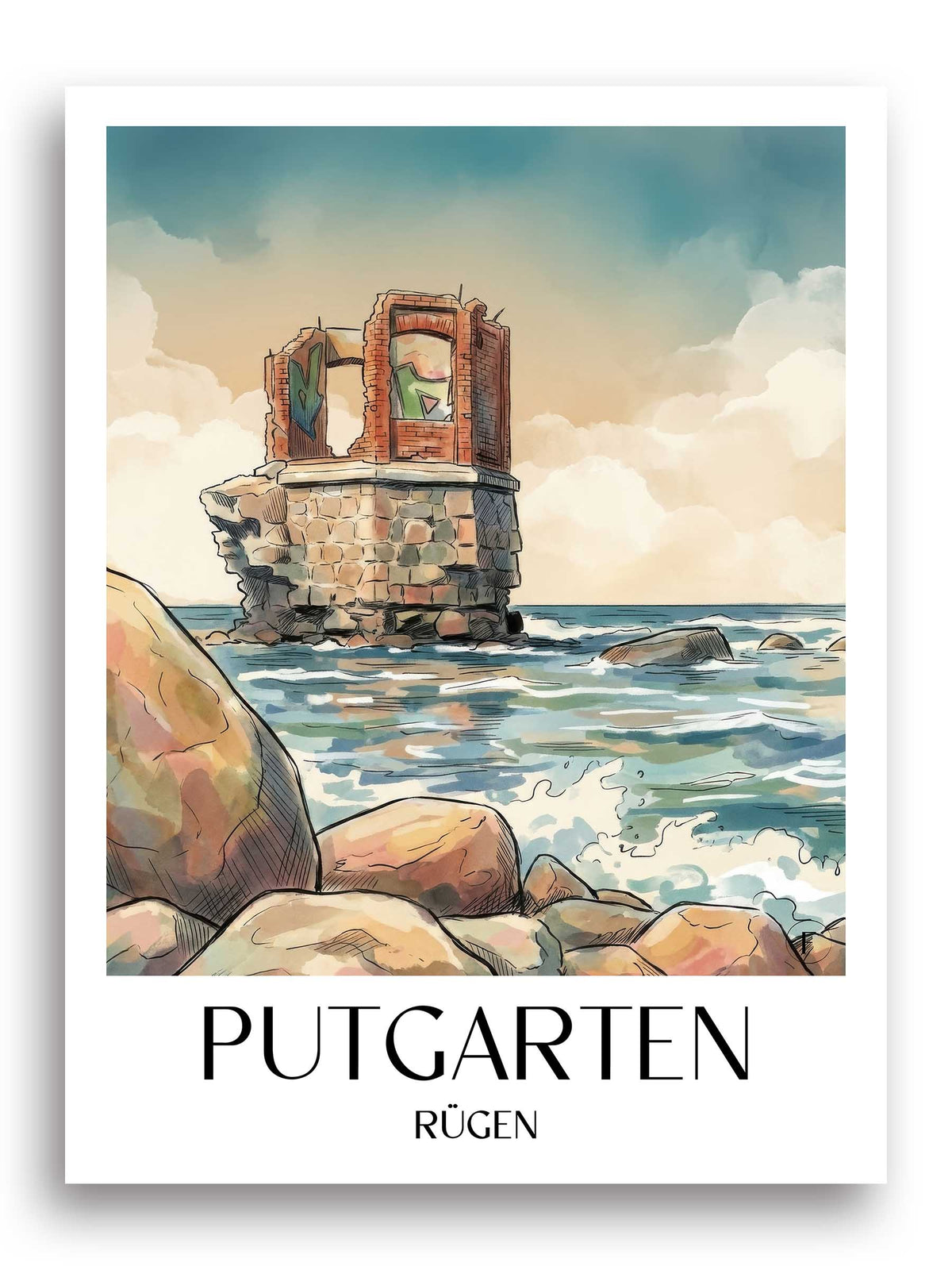 putgarten-rügen-deutschland-poster-aquarell