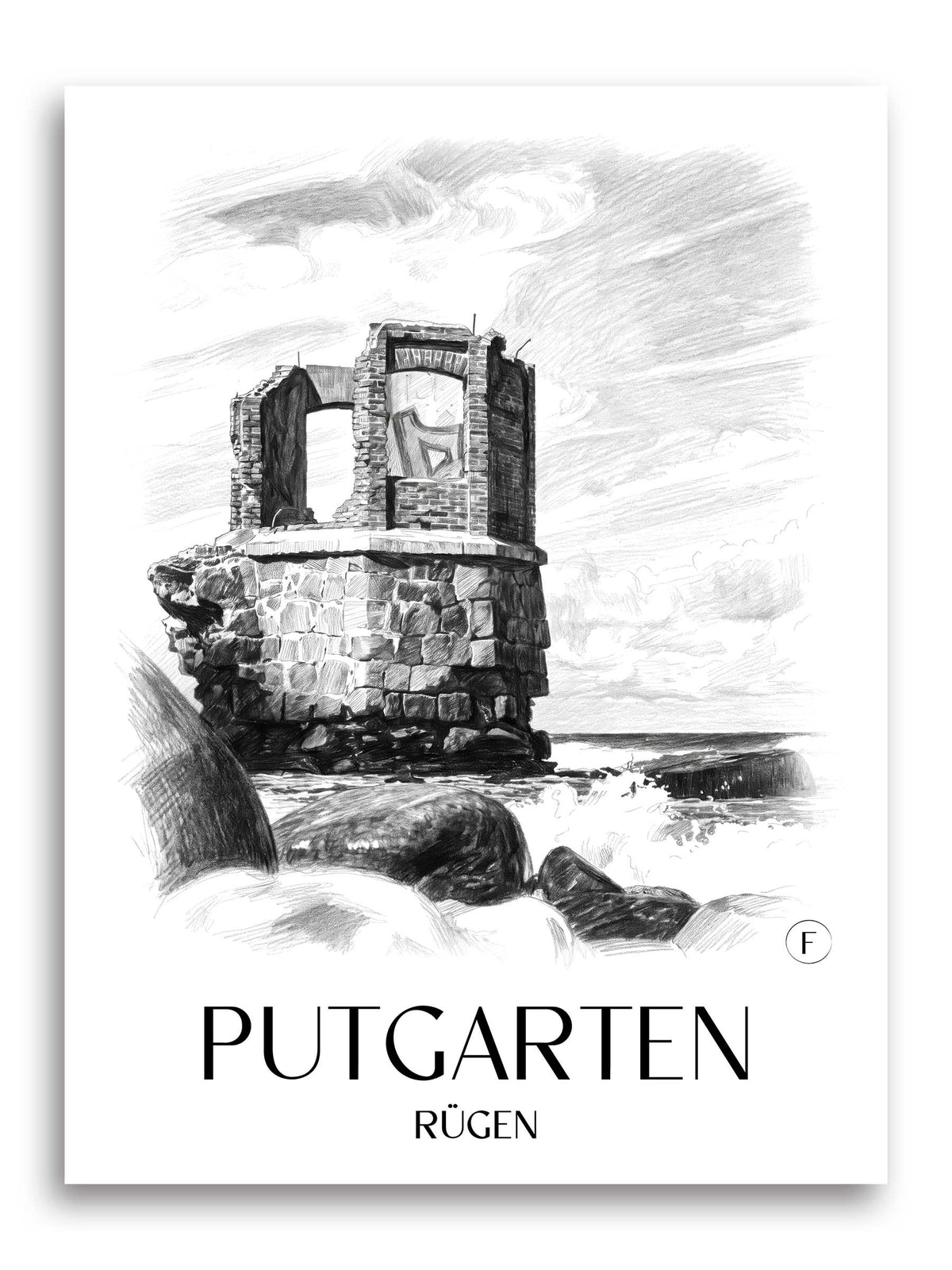 Putgarten Poster - Rügen - Deutschland Kunstdruck - Zeichnung von A4 bis A1