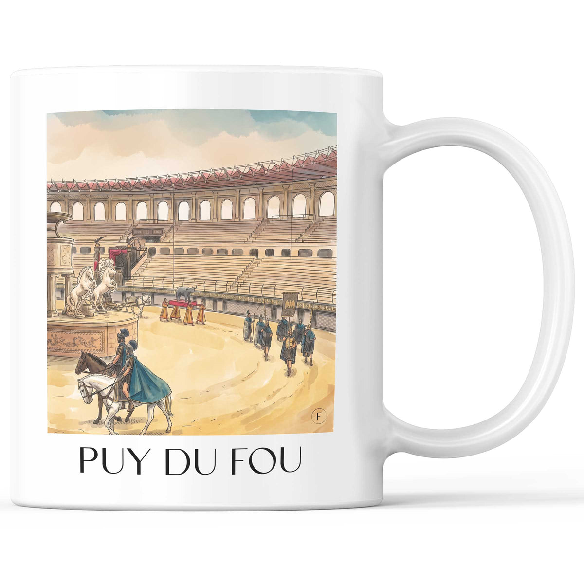 Puy du Fou Kaffeebecher - Les Espesses - Frankreich Becher - Kaffeetasse im Aquarell Stil