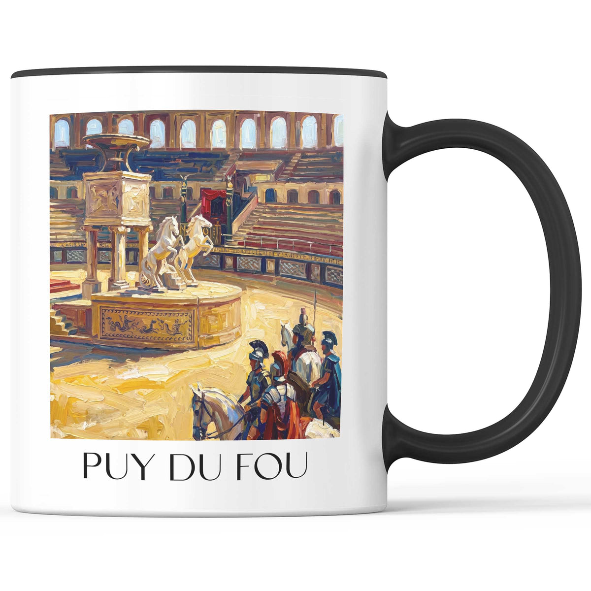 Puy du Fou Kaffeebecher - Les Espesses - Frankreich Becher - Kaffeetasse im Ölgemälde Stil - favplace