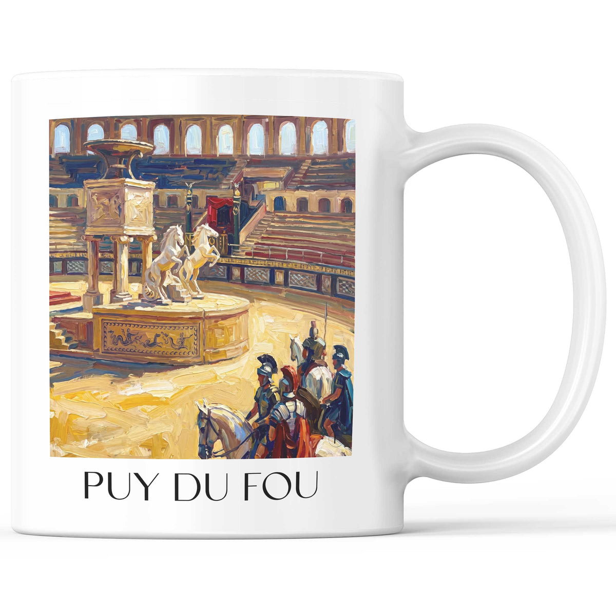 Puy du Fou Kaffeebecher - Les Espesses - Frankreich Becher - Kaffeetasse im Ölgemälde Stil - favplace