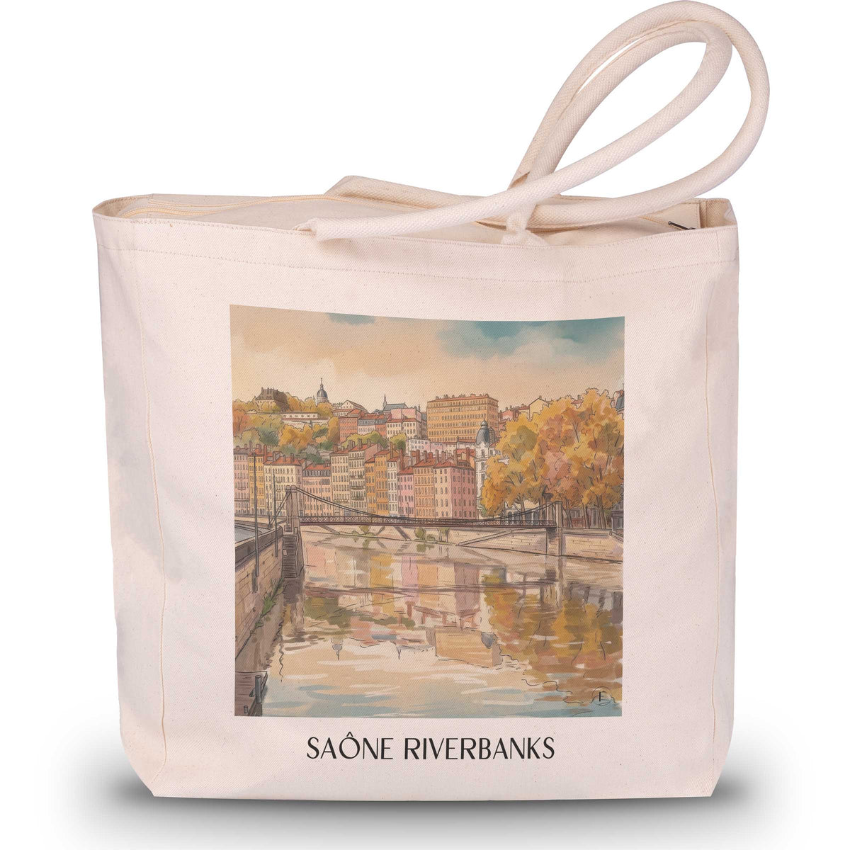 Quais de Saône Shopping Tasche - Lyon - Frankreich Tote Bag - Einkaufstasche im Aquarell Stil - favplace