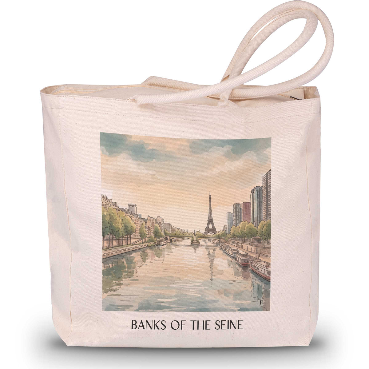 Quais de Seine Shopping Tasche - Paris - Frankreich Tote Bag - Einkaufstasche im Aquarell Stil - favplace