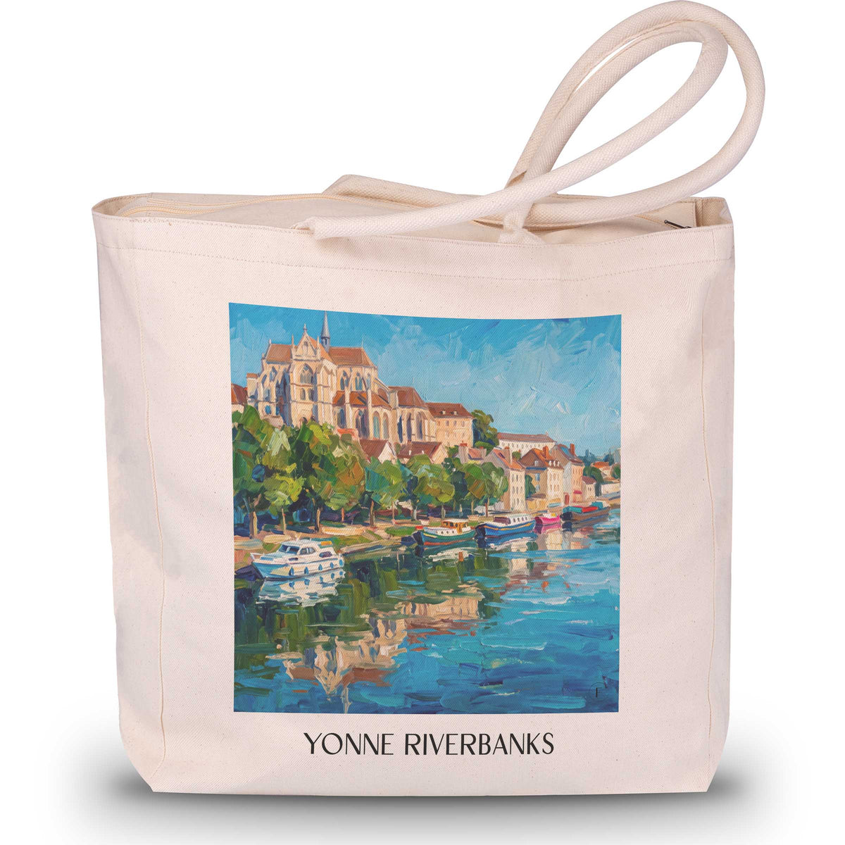 Quais de l'Yonne Shopping Tasche - Auxerre - Frankreich Tote Bag - Einkaufstasche im Ölgemälde Stil - favplace