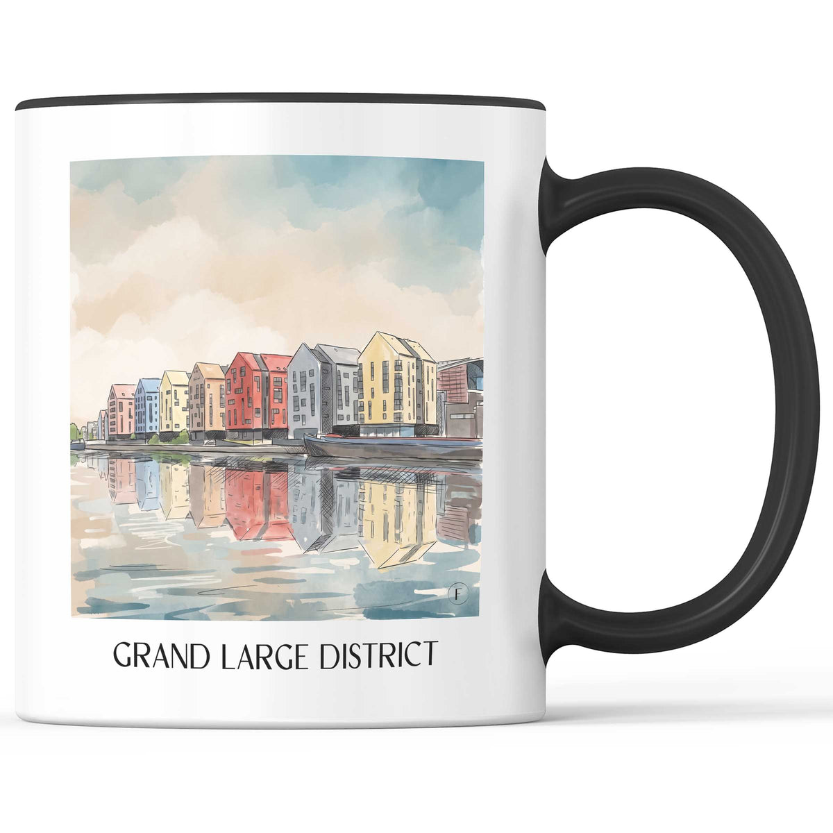 Quartier Grand Large Kaffeebecher - Dunkerque - Frankreich Becher - Kaffeetasse im Aquarell Stil