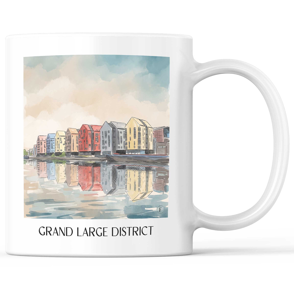 Quartier Grand Large Kaffeebecher - Dunkerque - Frankreich Becher - Kaffeetasse im Aquarell Stil