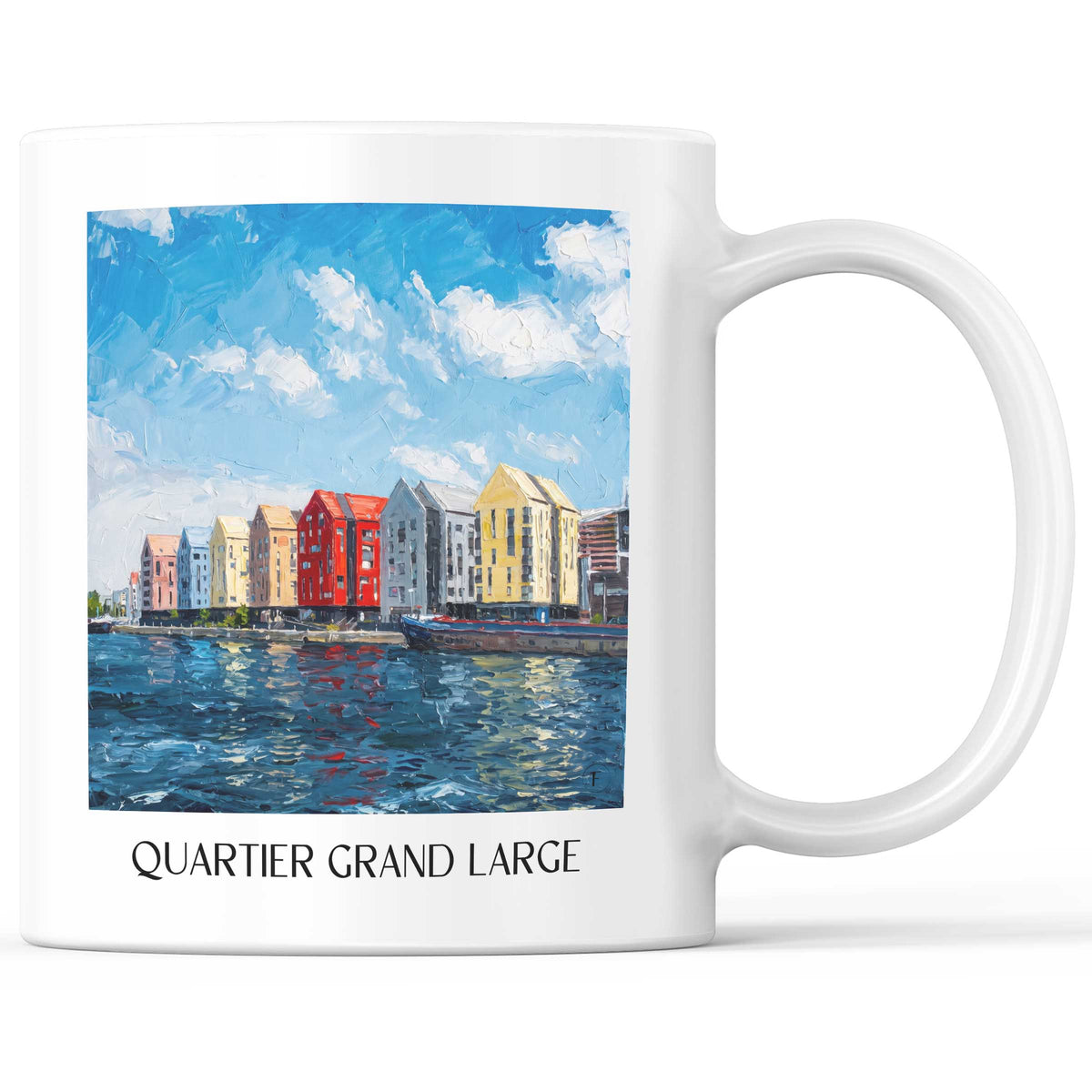 Quartier Grand Large Kaffeebecher - Dunkerque - Frankreich Becher - Kaffeetasse im Ölgemälde Stil