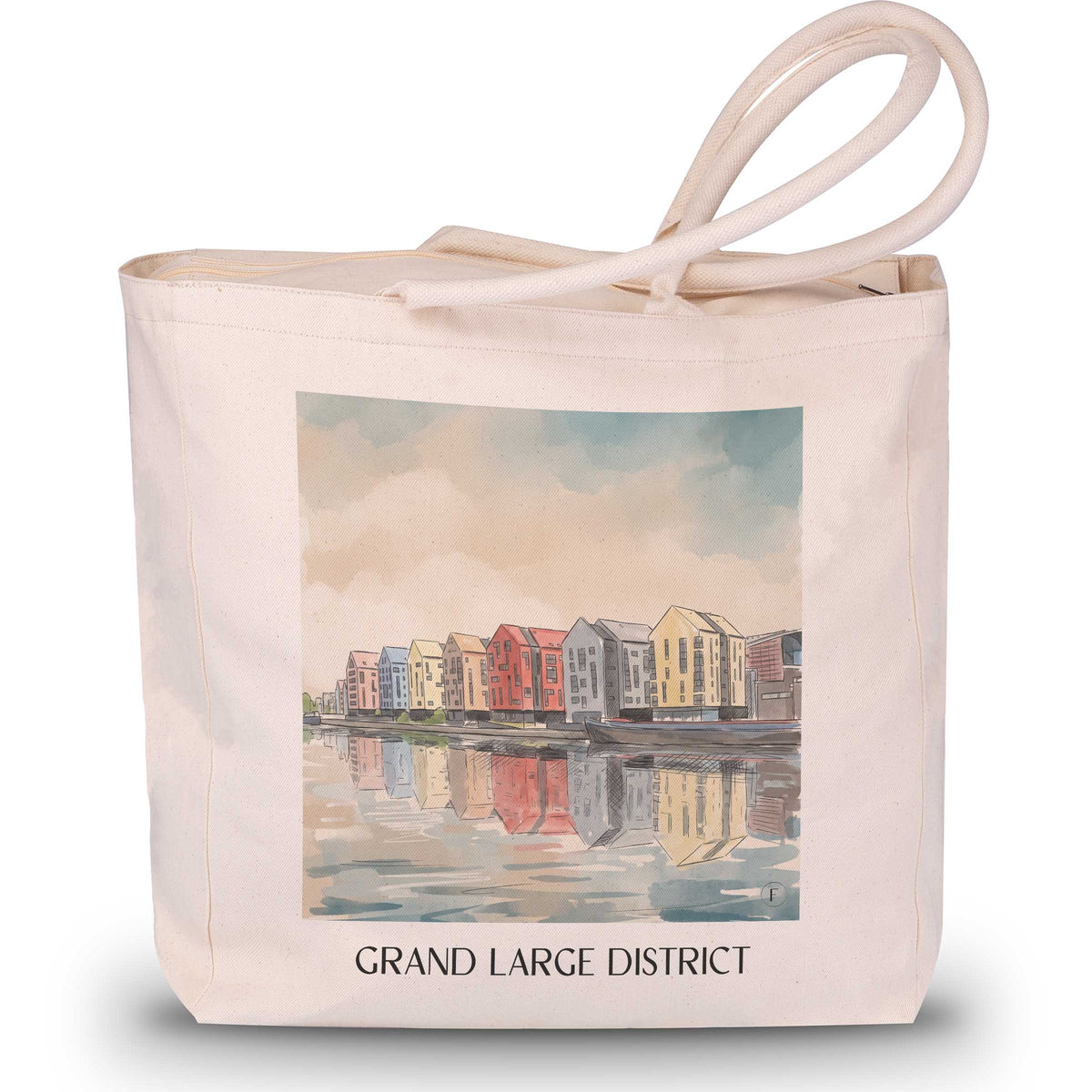 Quartier Grand Large Shopping Tasche - Dunkerque - Frankreich Tote Bag - Einkaufstasche im Aquarell Stil