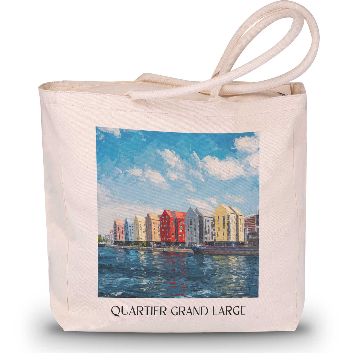 quartier-grand-large-dunkerque-frankreich-einkaufstasche-oil-painting-oelgemaelde