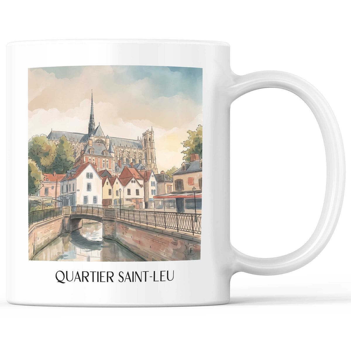 Quartier Saint-Leu Kaffeebecher - Amiens - Frankreich Becher - Kaffeetasse im Aquarell Stil