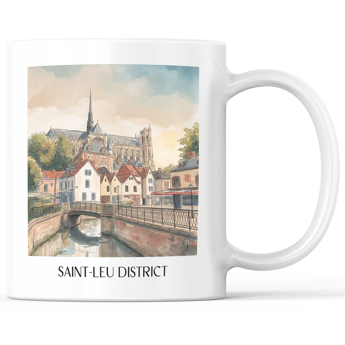 Quartier Saint-Leu Kaffeebecher - Amiens - Frankreich Becher - Kaffeetasse im Aquarell Stil