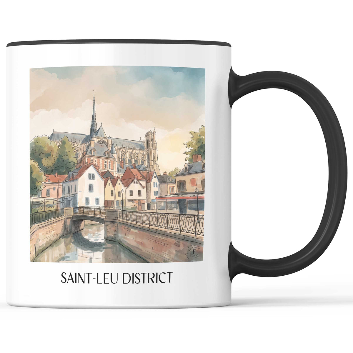 Quartier Saint-Leu Kaffeebecher - Amiens - Frankreich Becher - Kaffeetasse im Aquarell Stil