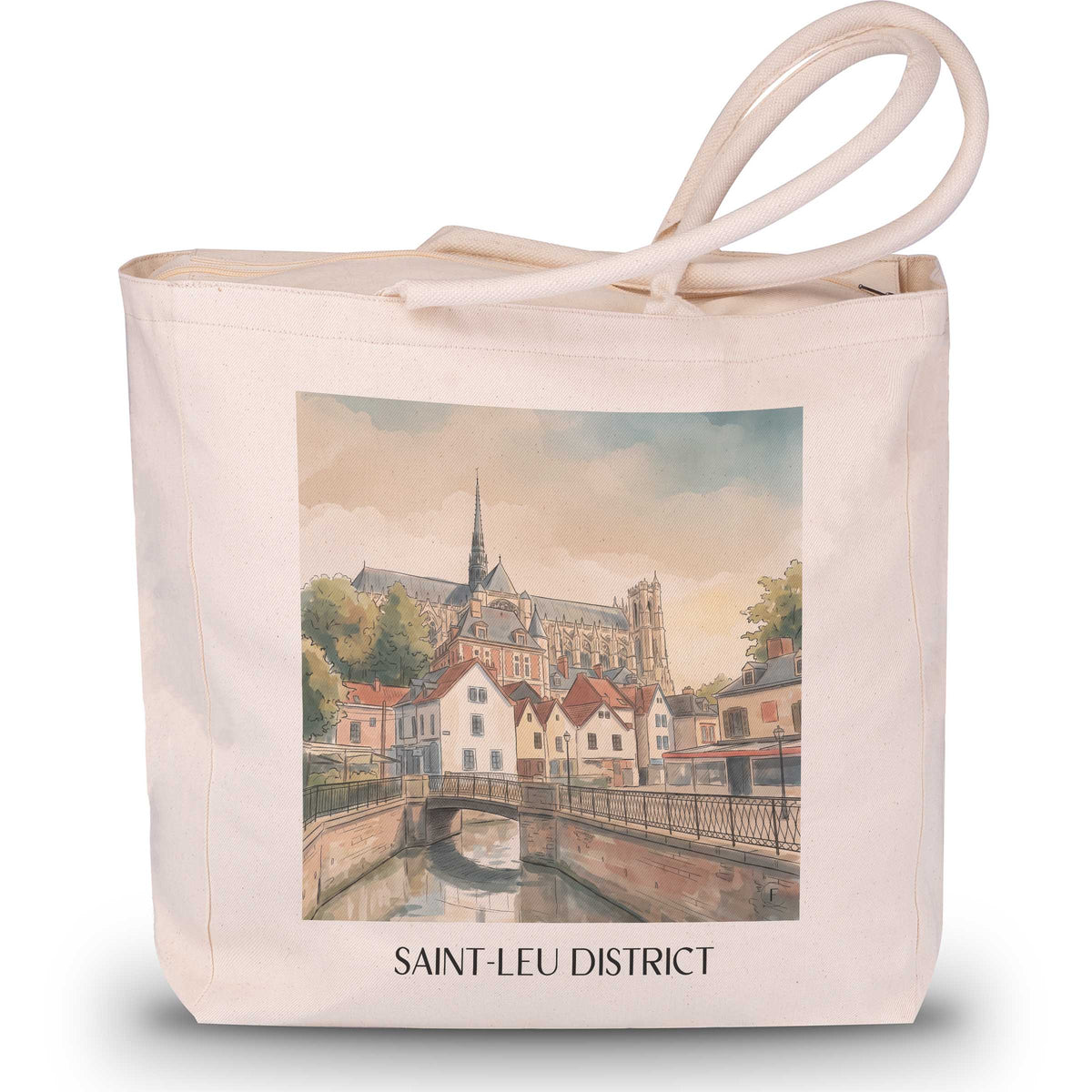 Quartier Saint-Leu Shopping Tasche - Amiens - Frankreich Tote Bag - Einkaufstasche im Aquarell Stil - favplace