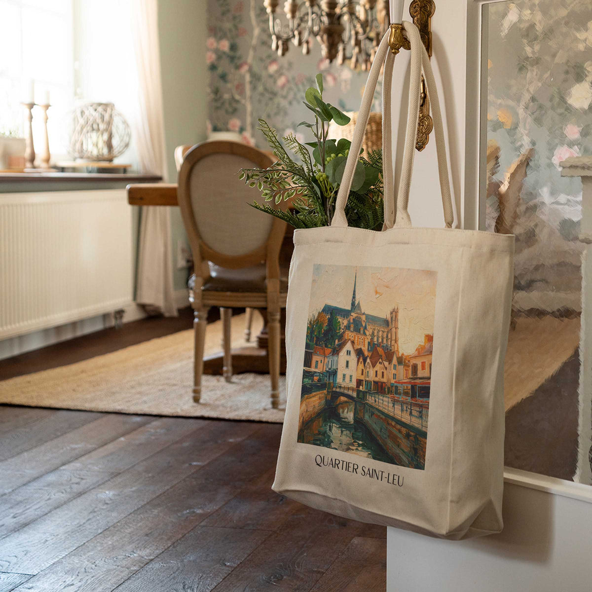 quartier-saint-leu-amiens-frankreich-einkaufstasche-oil-painting-oelgemaelde