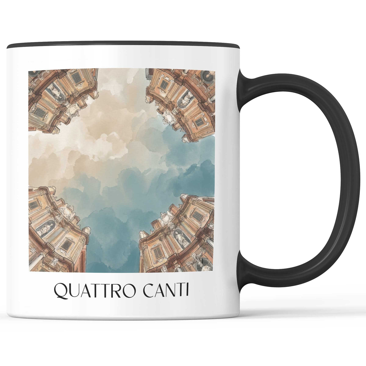 Quattro Canti Kaffeebecher - Palermo - Italien Becher - Kaffeetasse im Aquarell Stil - favplace