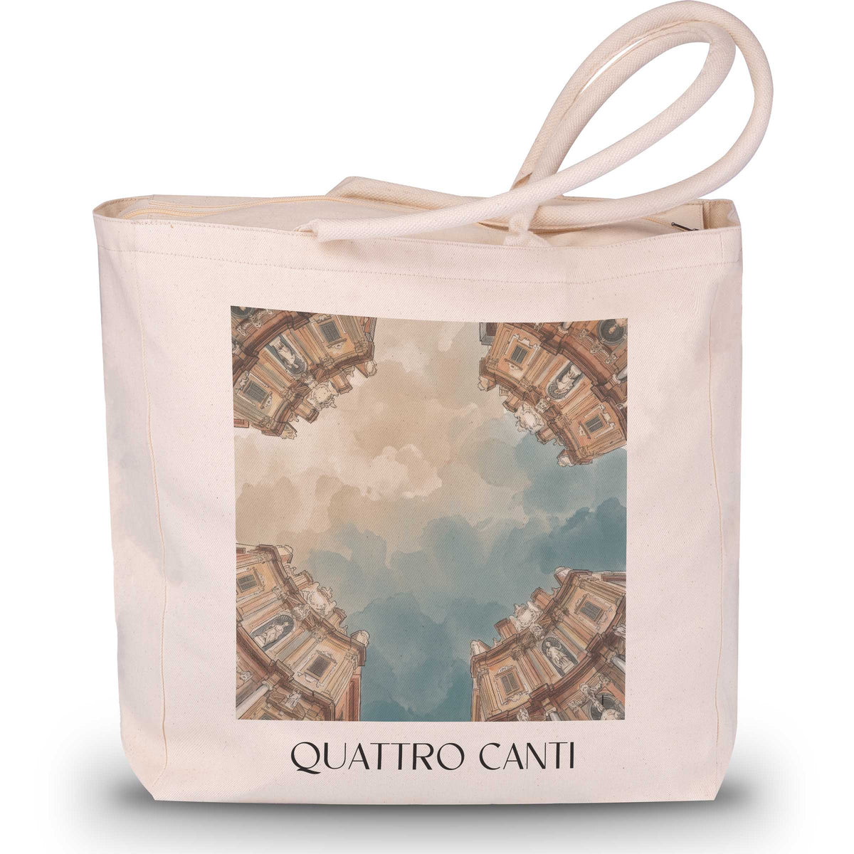 Quattro Canti Shopping Tasche - Palermo - Italien Tote Bag - Einkaufstasche im Aquarell Stil - favplace