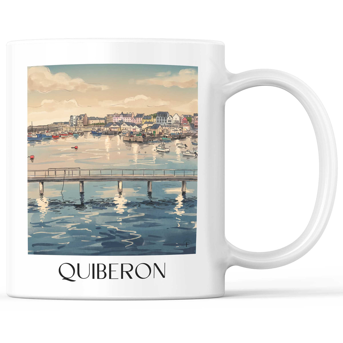 Quiberon Kaffeebecher - Presqu'île de Quiberon - Frankreich Becher - Kaffeetasse im Aquarell Stil