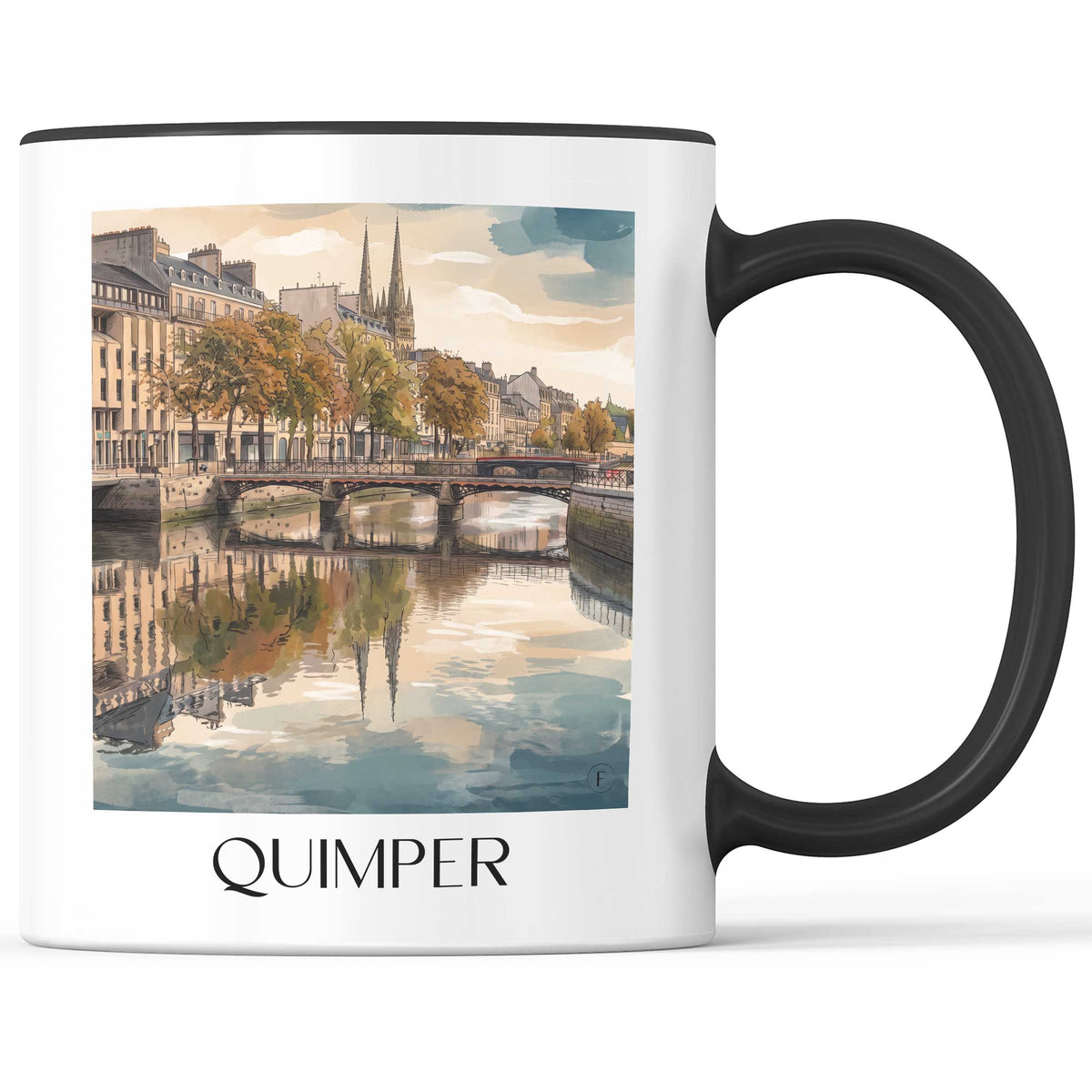 Quimper Kaffeebecher - Cornouaille - Frankreich Becher - Kaffeetasse im Aquarell Stil