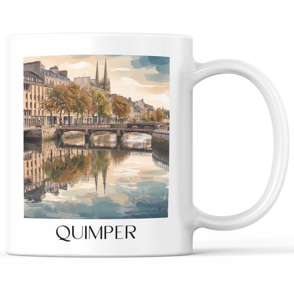 Quimper Kaffeebecher - Cornouaille - Frankreich Becher - Kaffeetasse im Aquarell Stil