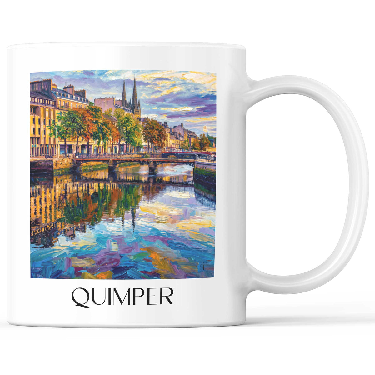 Quimper Kaffeebecher - Cornouaille - Frankreich Becher - Kaffeetasse im Ölgemälde Stil