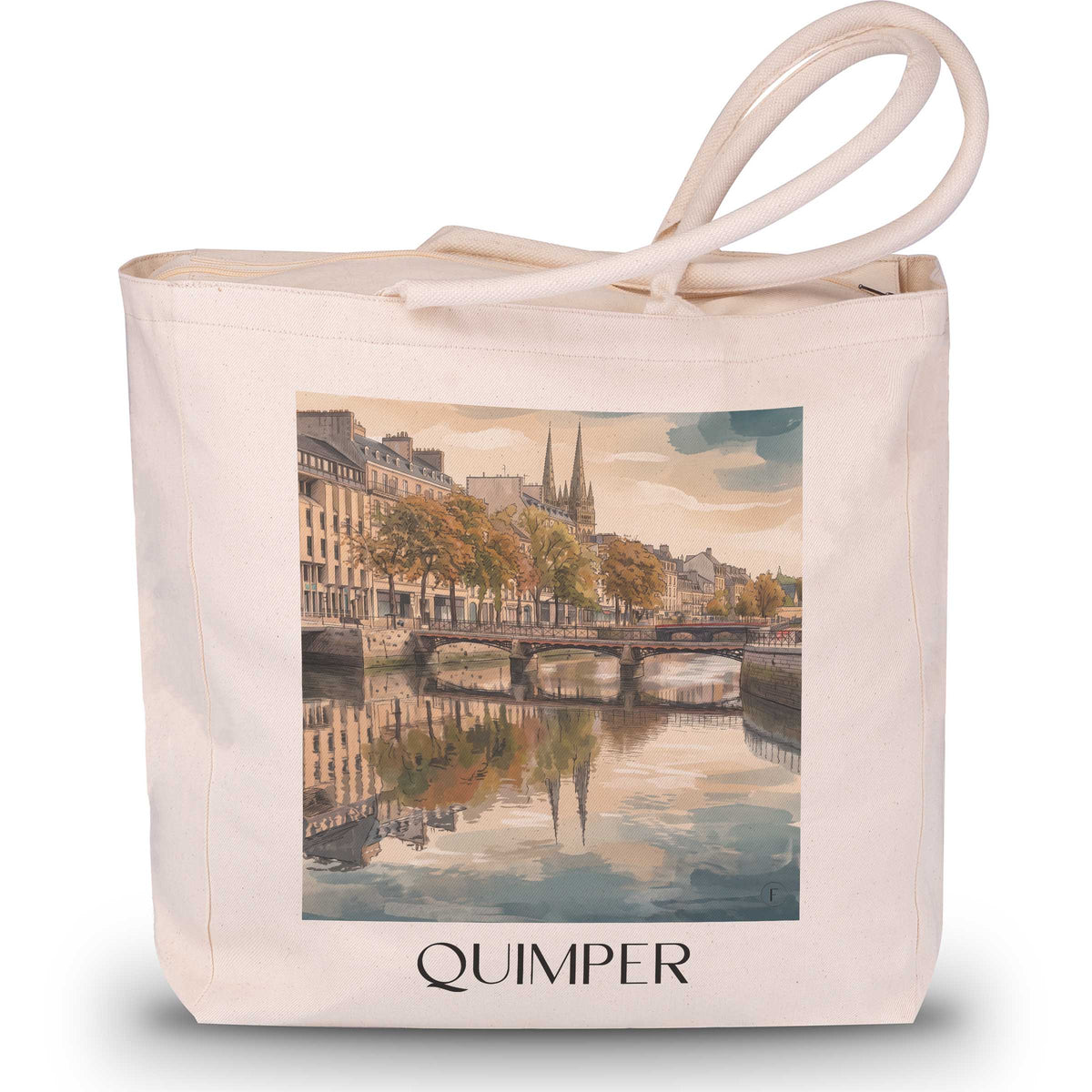Quimper Shopping Tasche - Cornouaille - Frankreich Tote Bag - Einkaufstasche im Aquarell Stil - favplace