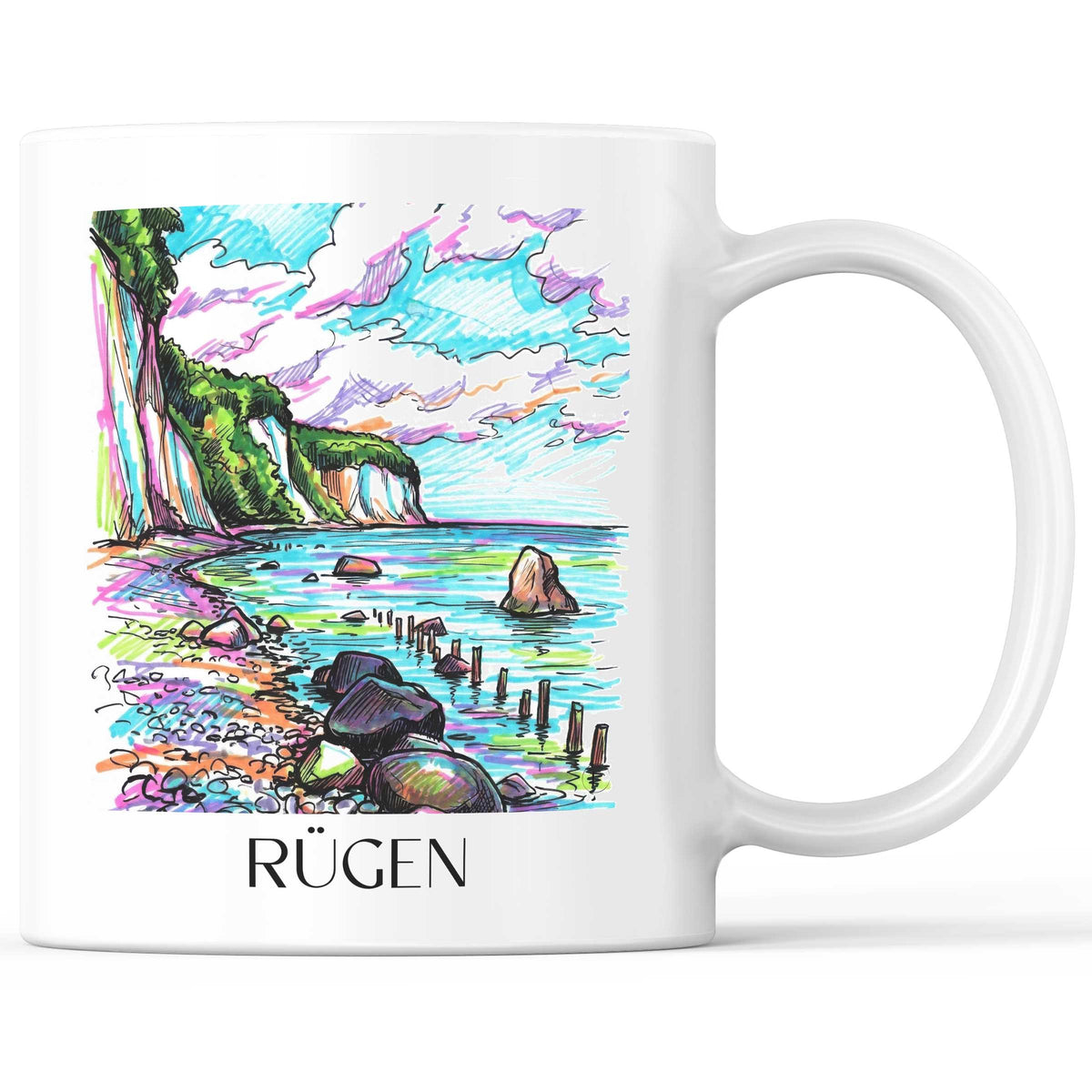 Rügen - Deutschland Becher - Kaffeetasse im Tag Graffiti Stil - favplace