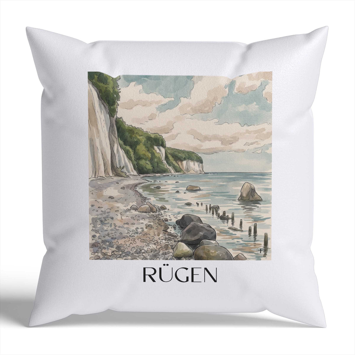 Rügen Kissenhülle - Zierkissen Bezug - Deutschland - Deutschland Kissen bzw. Kissenbezug im Aquarell Stil - favplace